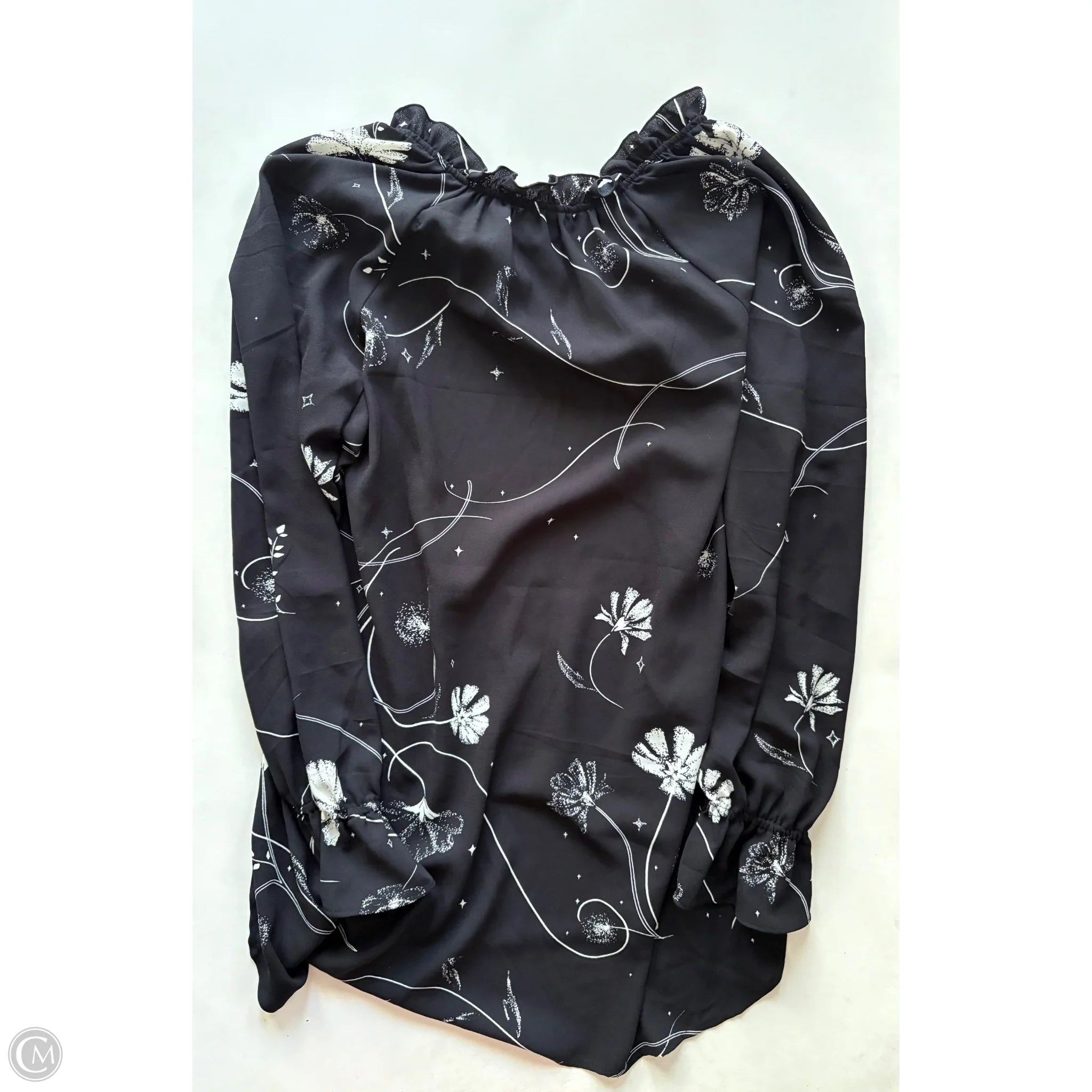 Blouse Long Sleeve By Kaari Blue In Black, Size: Xl - Image 2