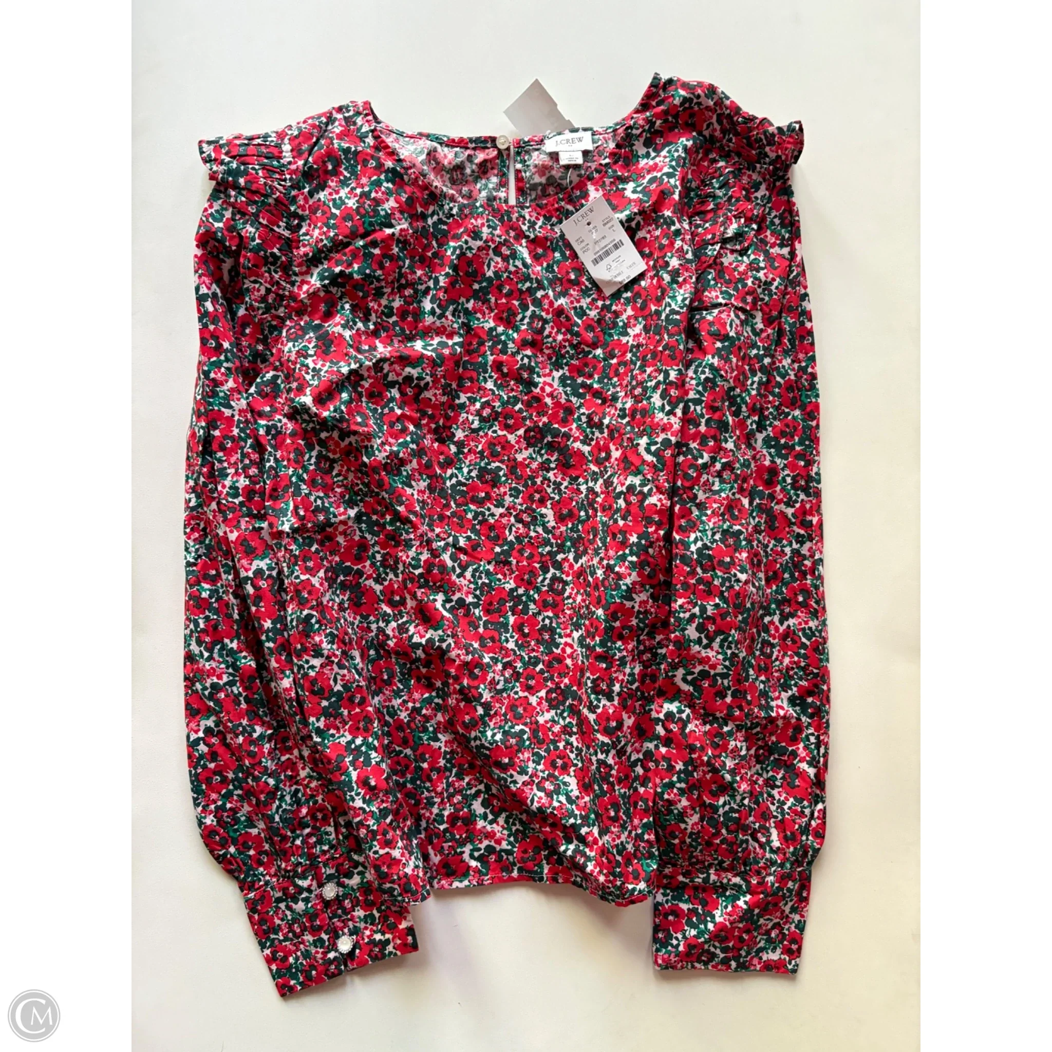 Top Long Sleeve By J. Crew In Floral Print, Size: L - Image 1