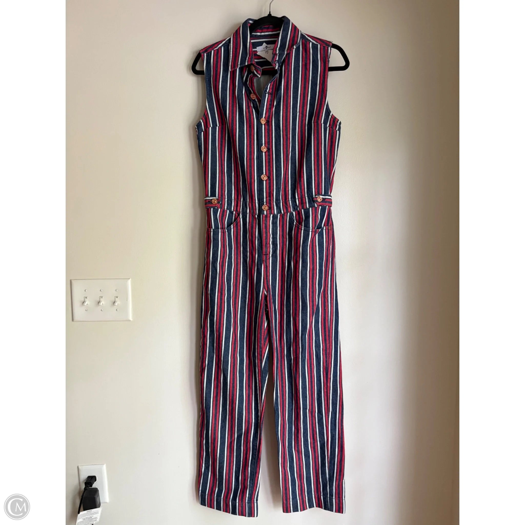 Jumpsuit By 7 For All Mankind In Striped Pattern, Size: Xs - Image 1