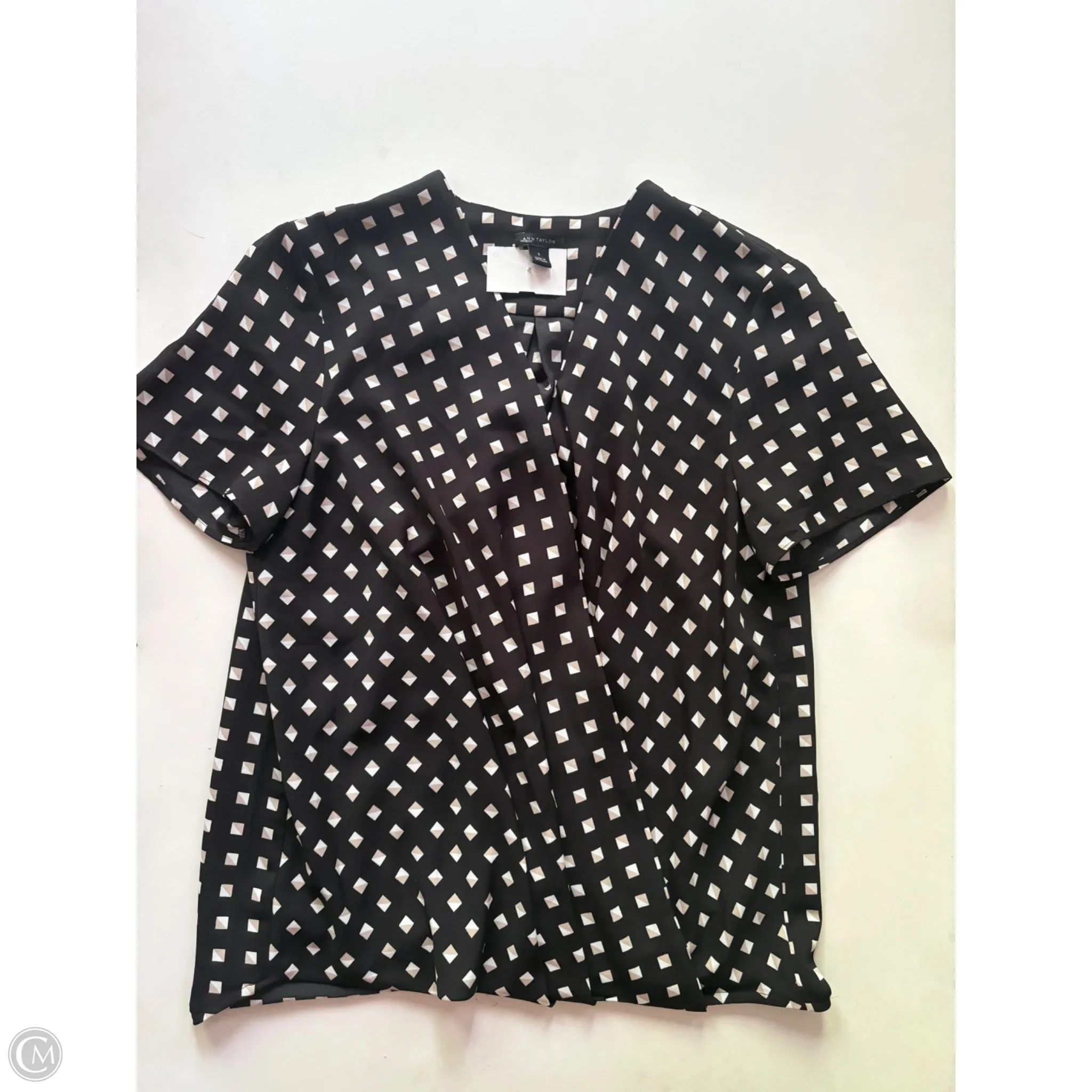 Blouse Short Sleeve By Ann Taylor In Black, Size: S - Image 1