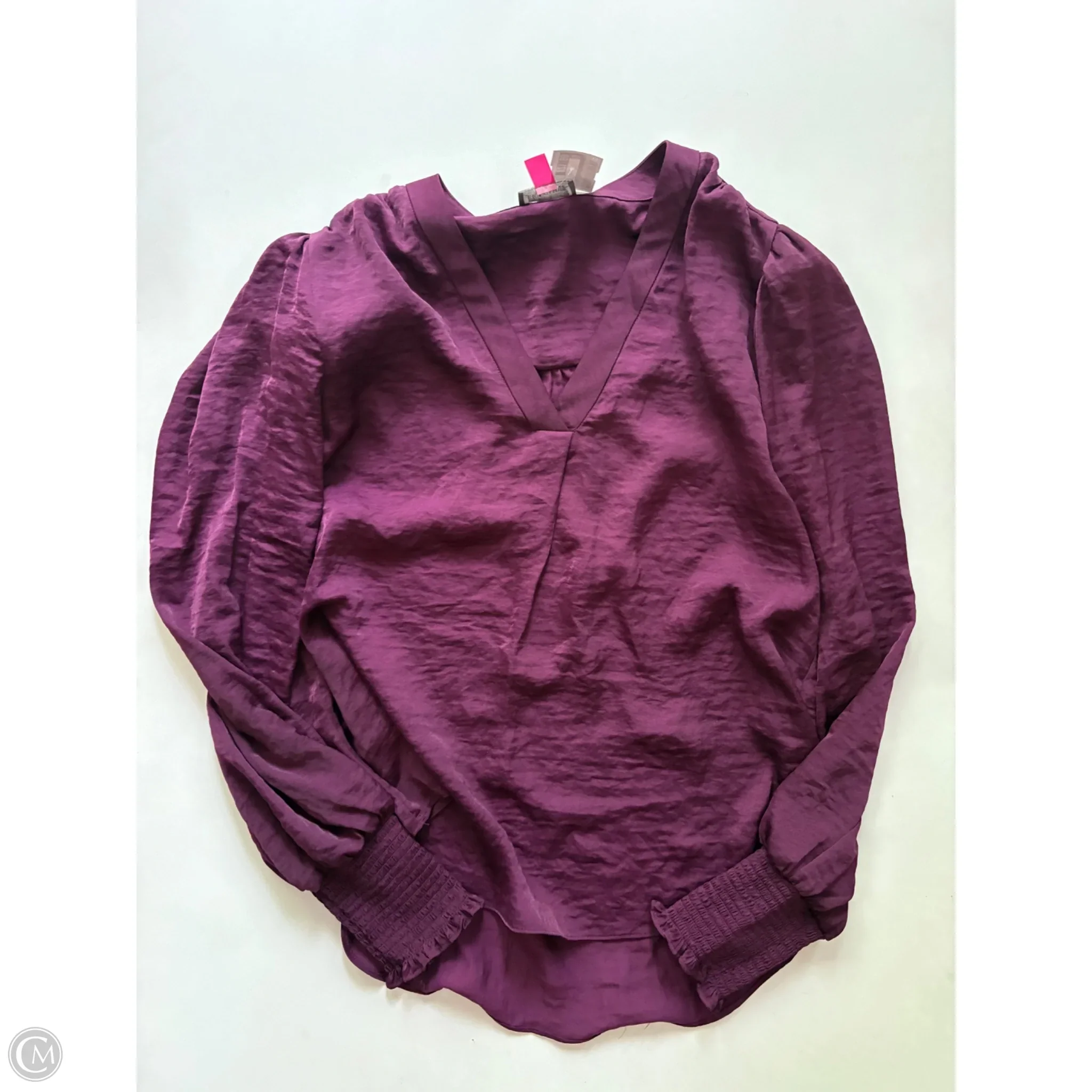 Blouse Long Sleeve By Vince Camuto In Maroon, Size: Xs - Image 1