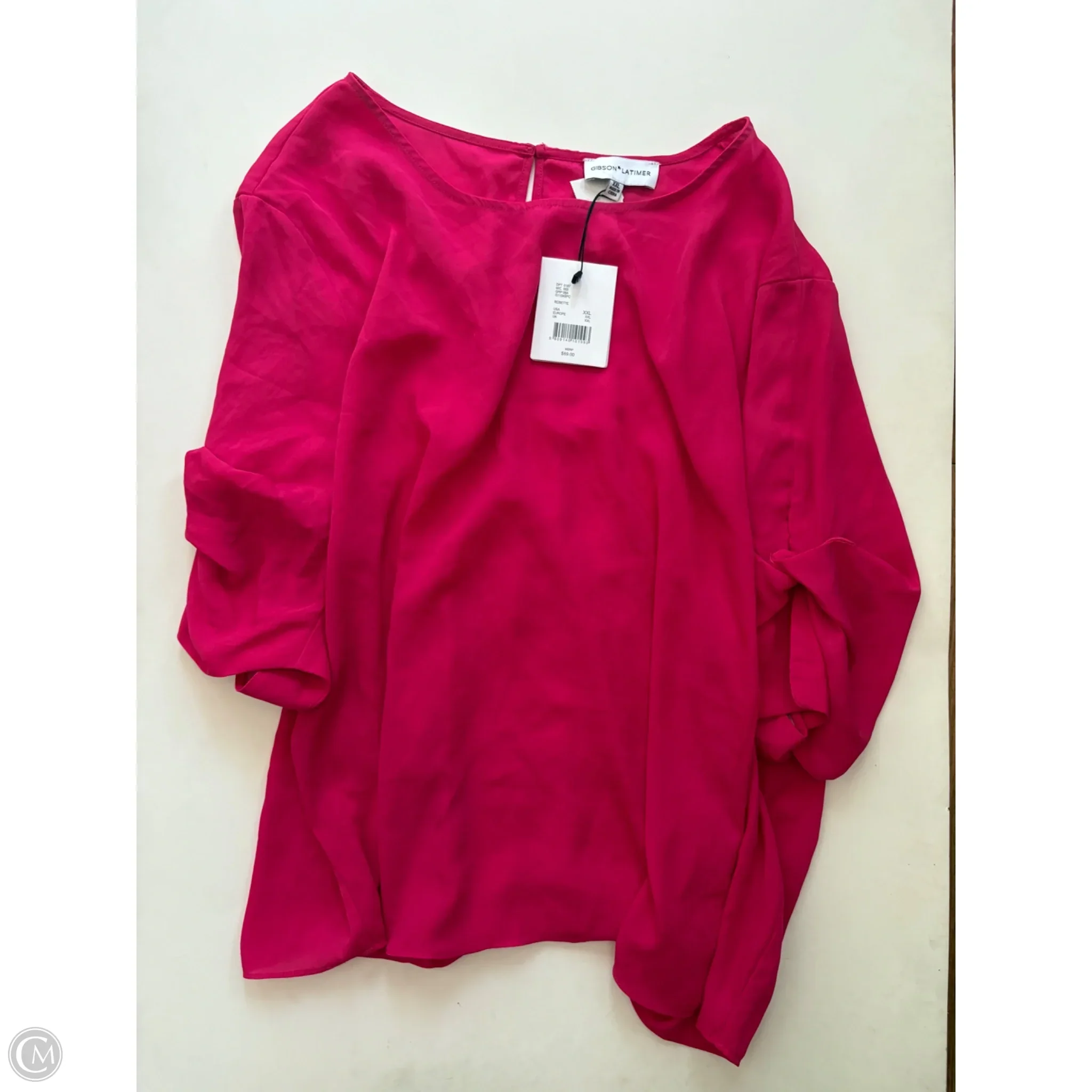 Blouse Short Sleeve By Gibson And Latimer In Pink, Size: 2x - Image 1
