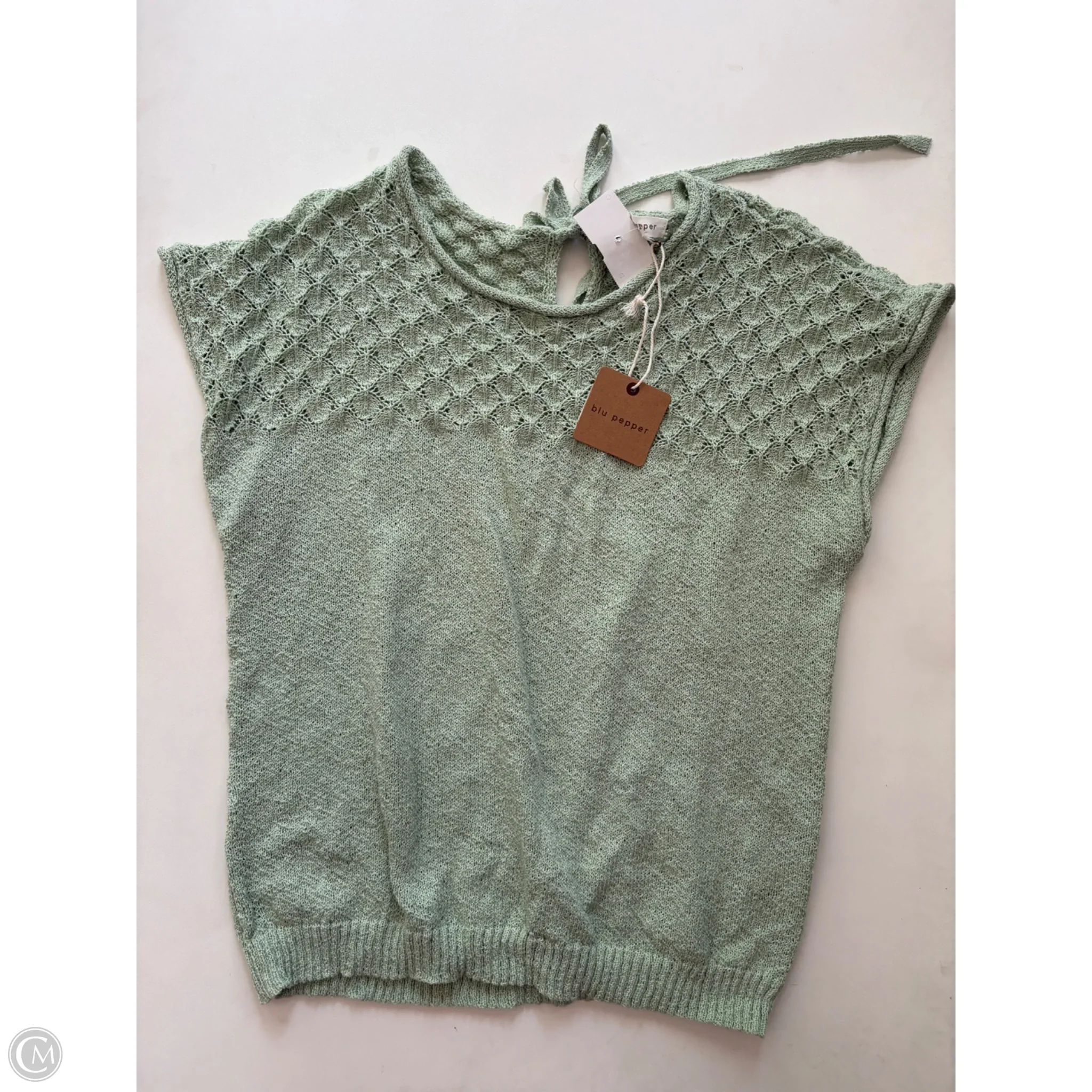 Sweater Short Sleeve By Blu Pepper In Green, Size: L - Image 1