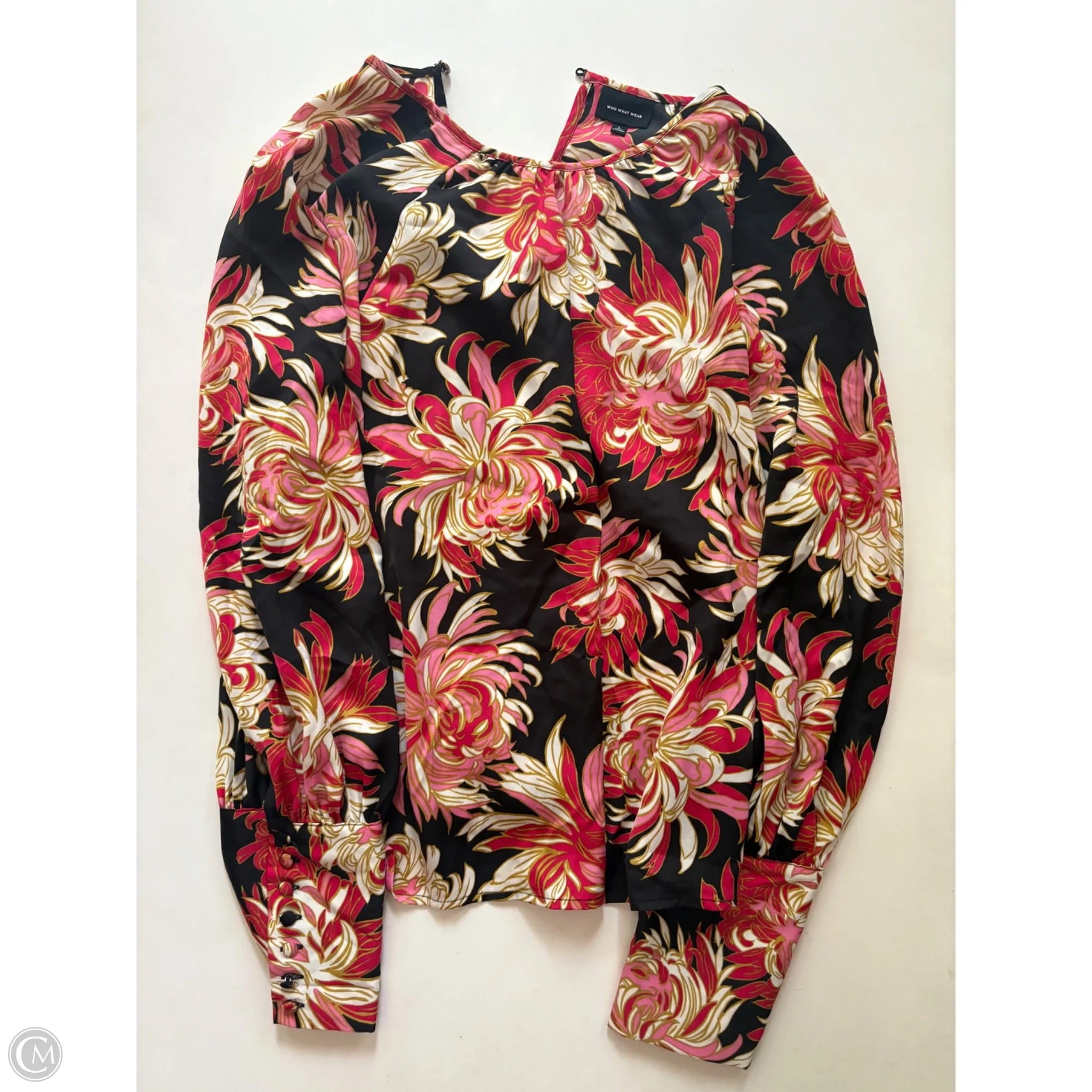 Blouse Long Sleeve By Who What Wear In Floral Print, Size: L - Image 1
