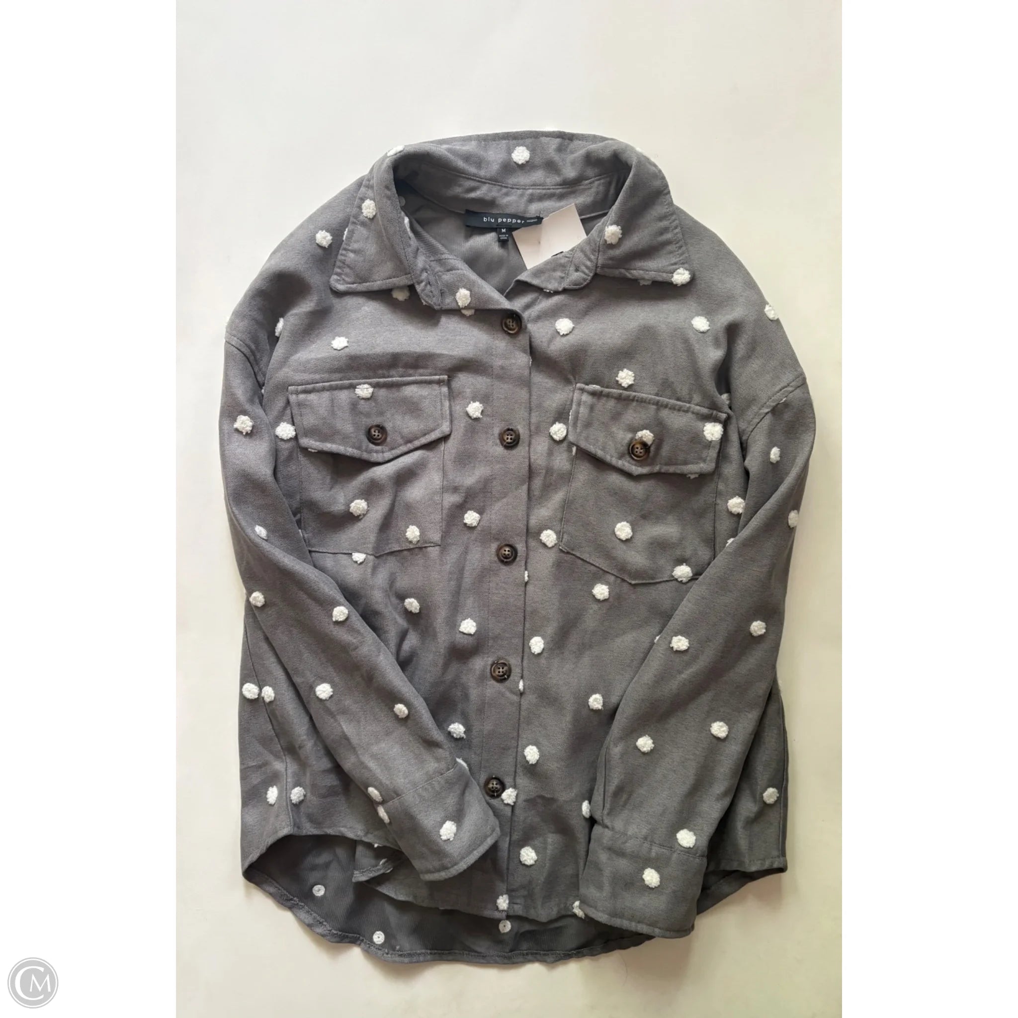 Top Long Sleeve By Blu Pepper In Polkadot Pattern, Size: M - Image 1