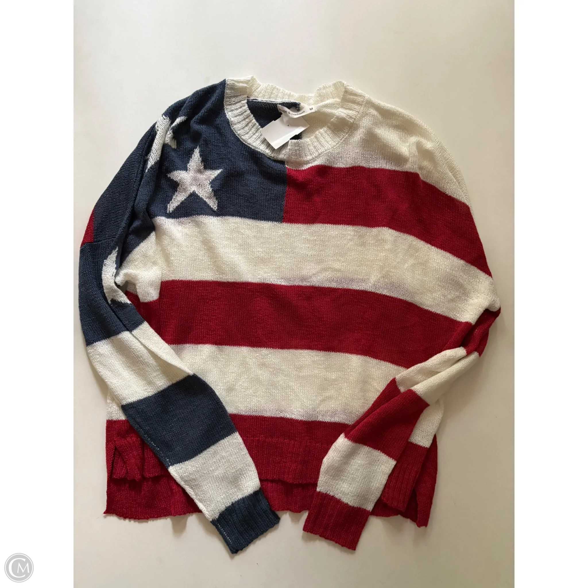 Sweater By Moon & Madison In Striped Pattern, Size: M - Image 1