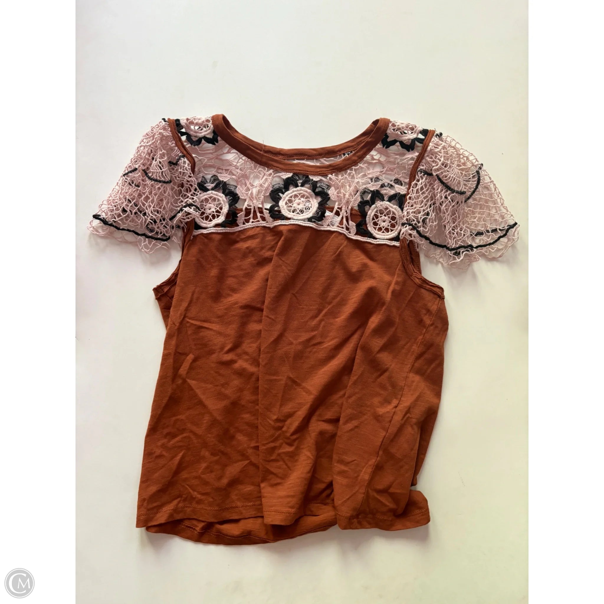 Top Short Sleeve By Anthropologie In Brown, Size: M - Image 1
