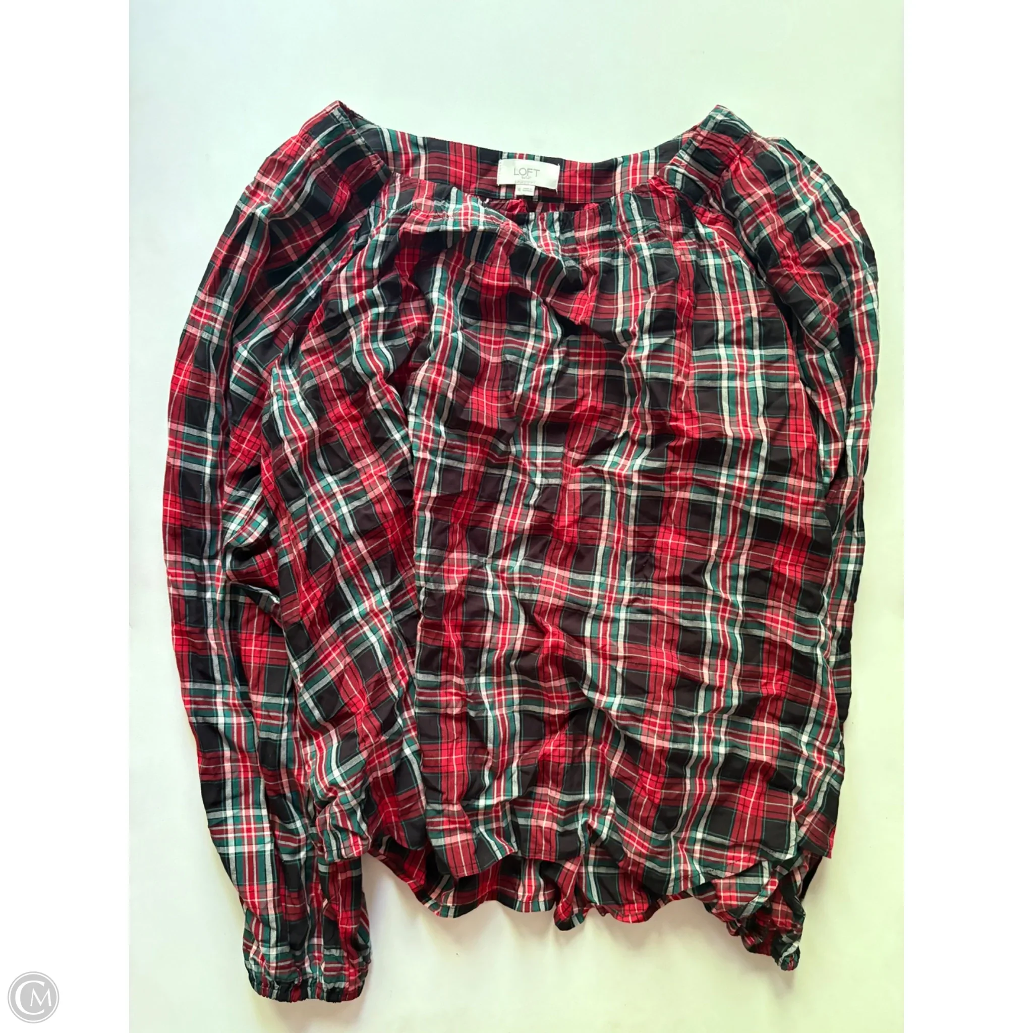 Top Long Sleeve By Loft In Plaid Pattern, Size: Xl - Image 1