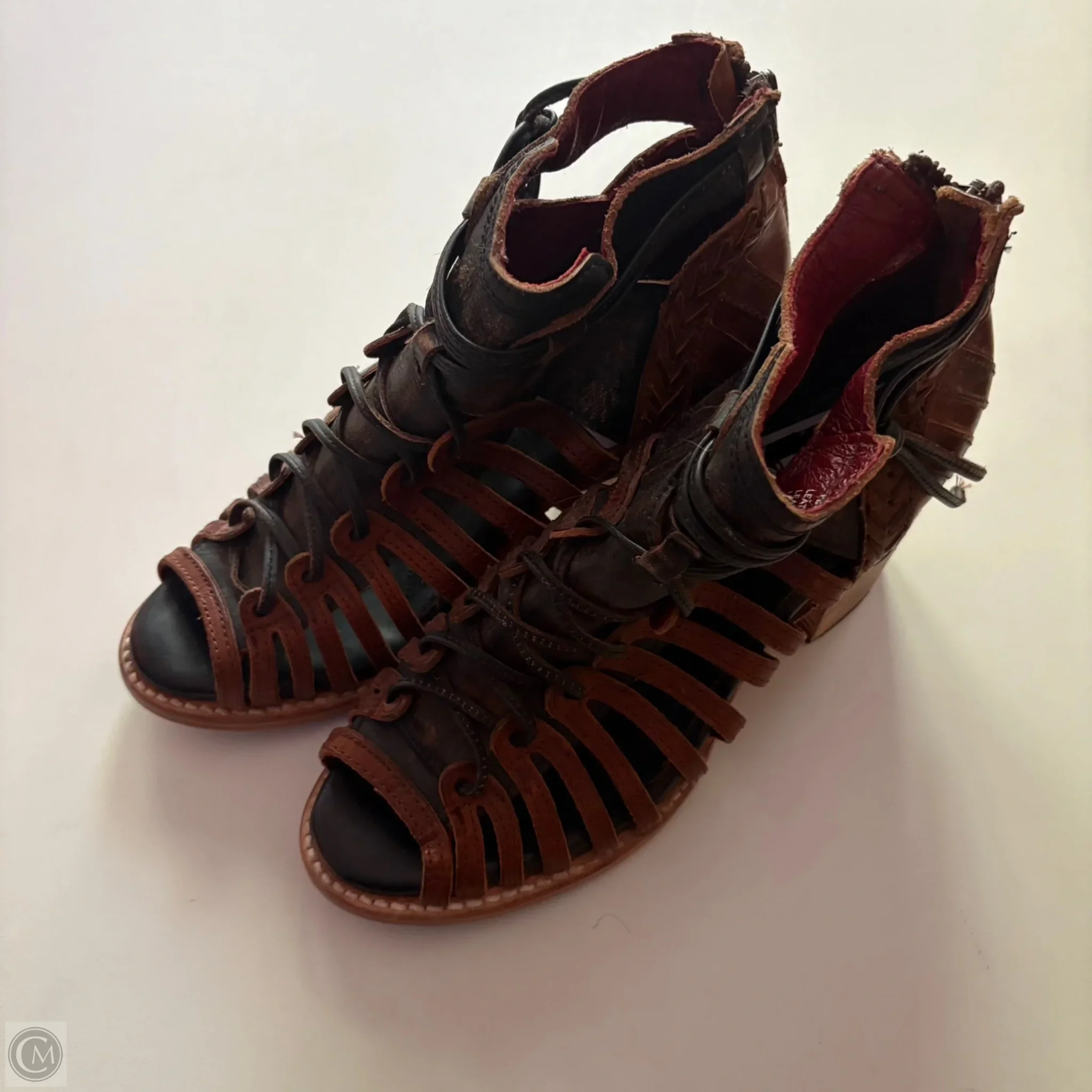 Shoes Heels Block By Freebird In Brown, Size: 8 - Image 1
