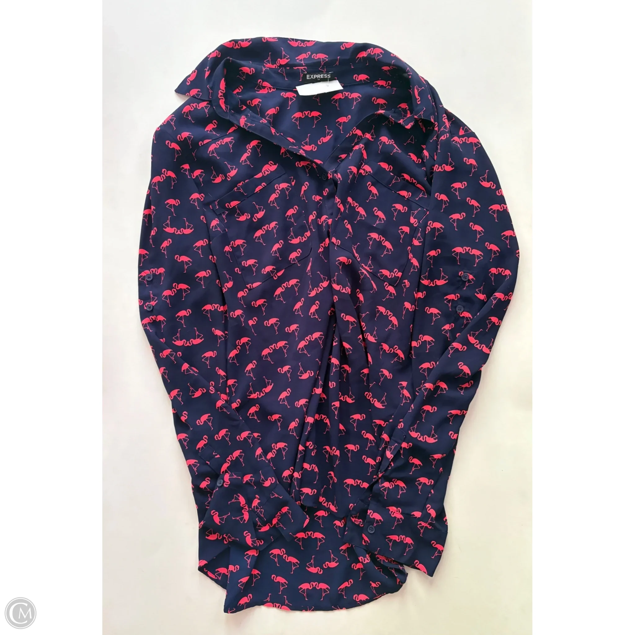 Blouse Long Sleeve By Express In Navy, Size: Xl - Image 1