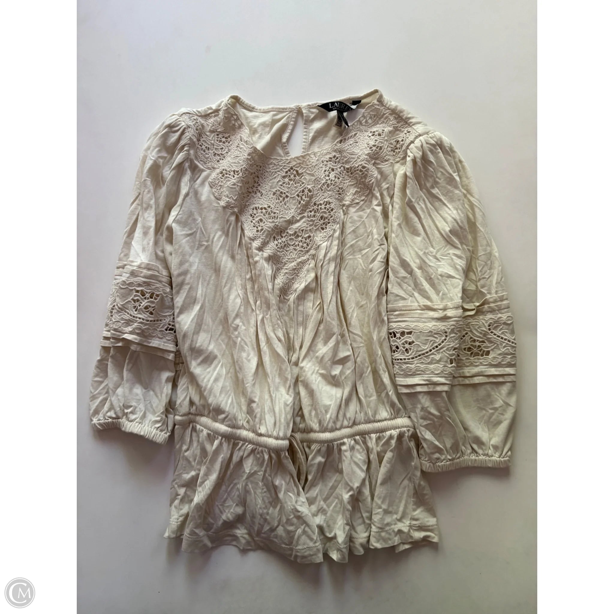 Top Long Sleeve By Ralph Lauren Black Label In Cream, Size: S - Image 1