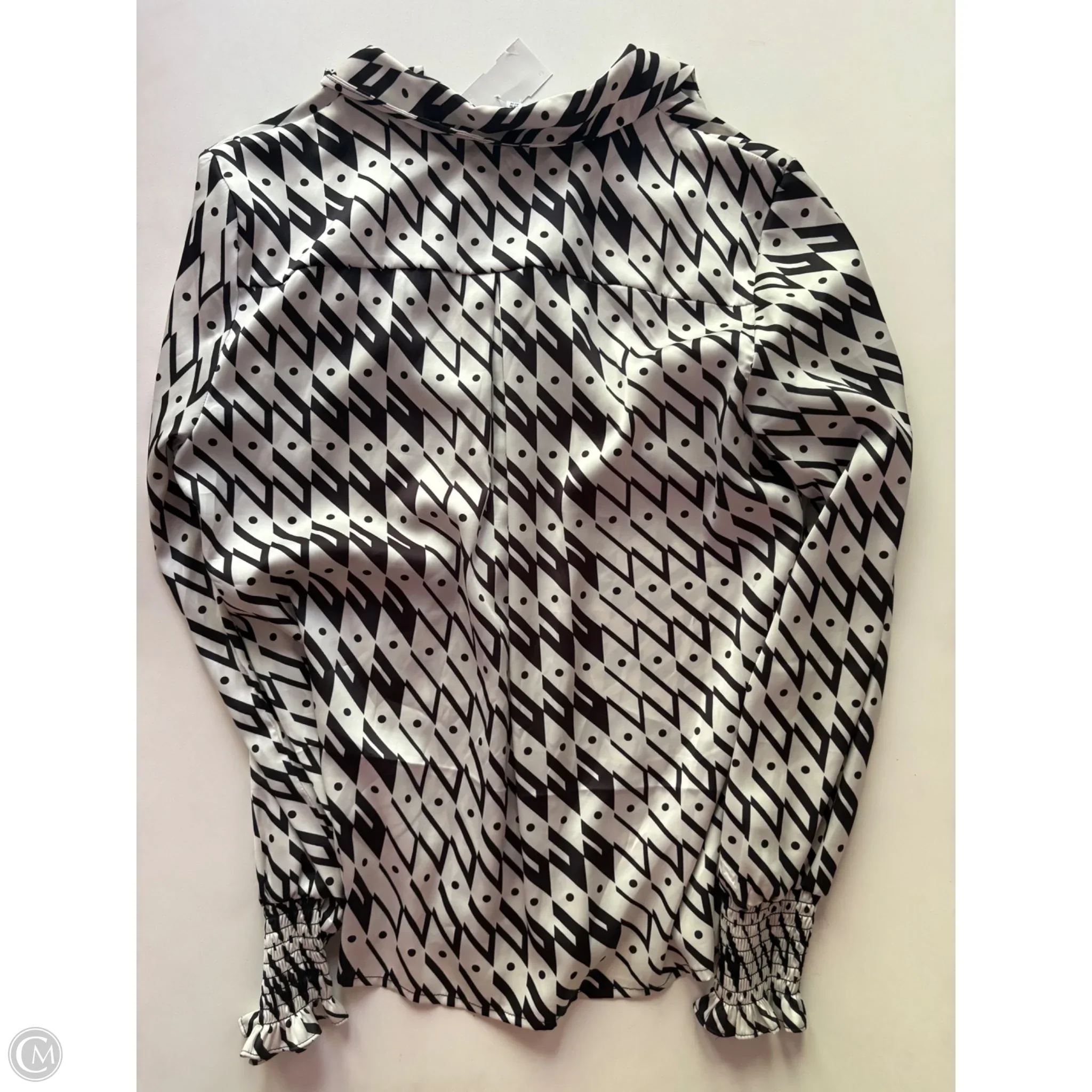 Blouse Long Sleeve By Maison d Amelie In Black & White, Size: M - Image 2