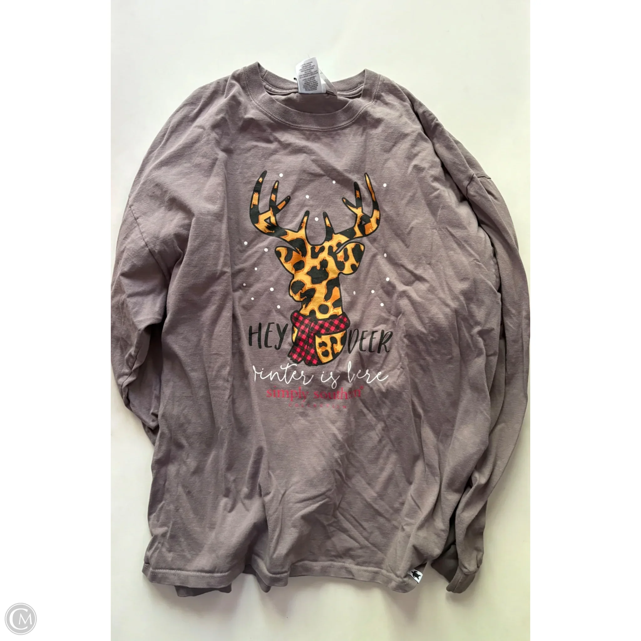 Top Long Sleeve By Simply Southern In Brown, Size: 2x - Image 1