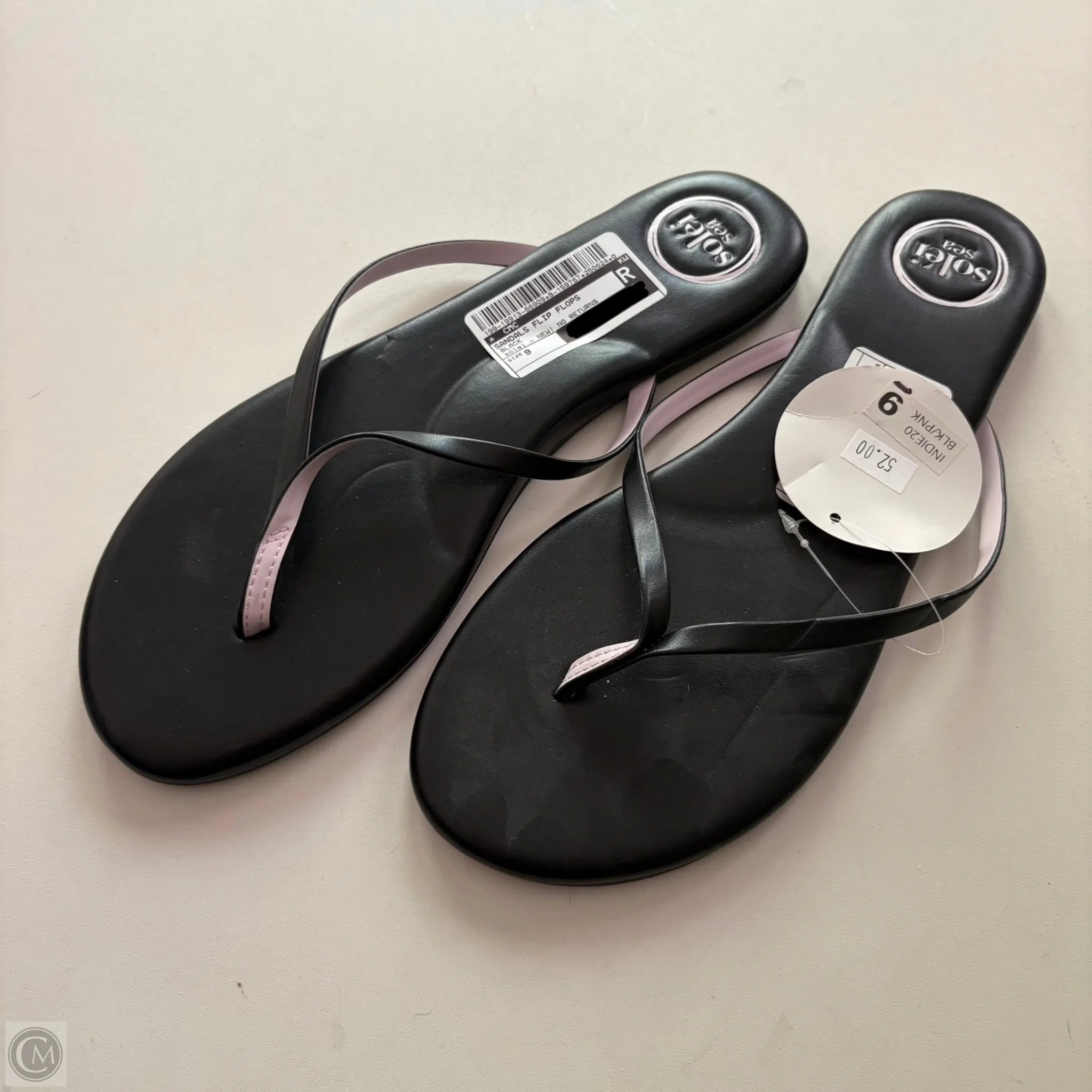 Sandals Flip Flops By solei In Black, Size: 9