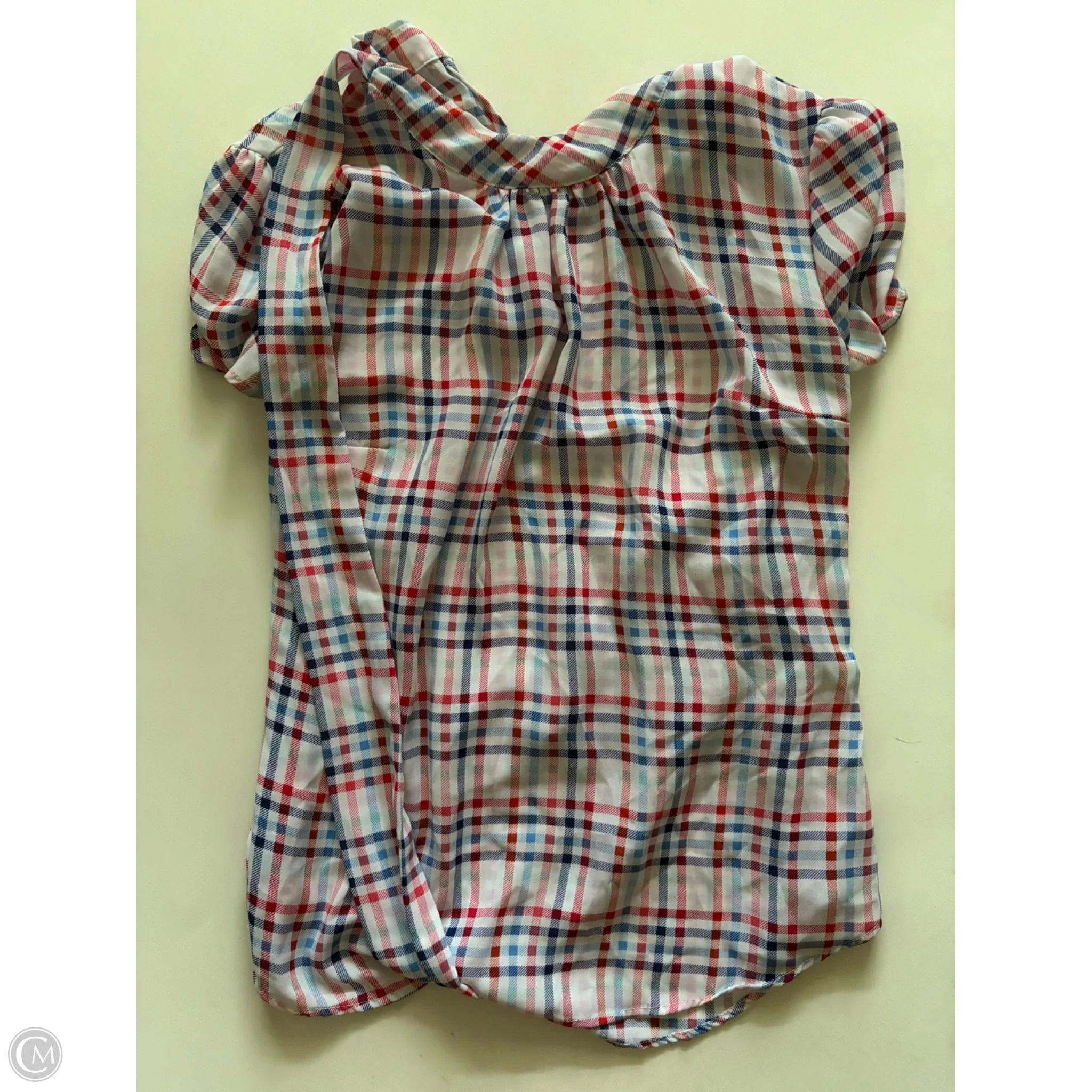 Blouse Long Sleeve By New York And Co In Plaid Pattern, Size: M - Image 1