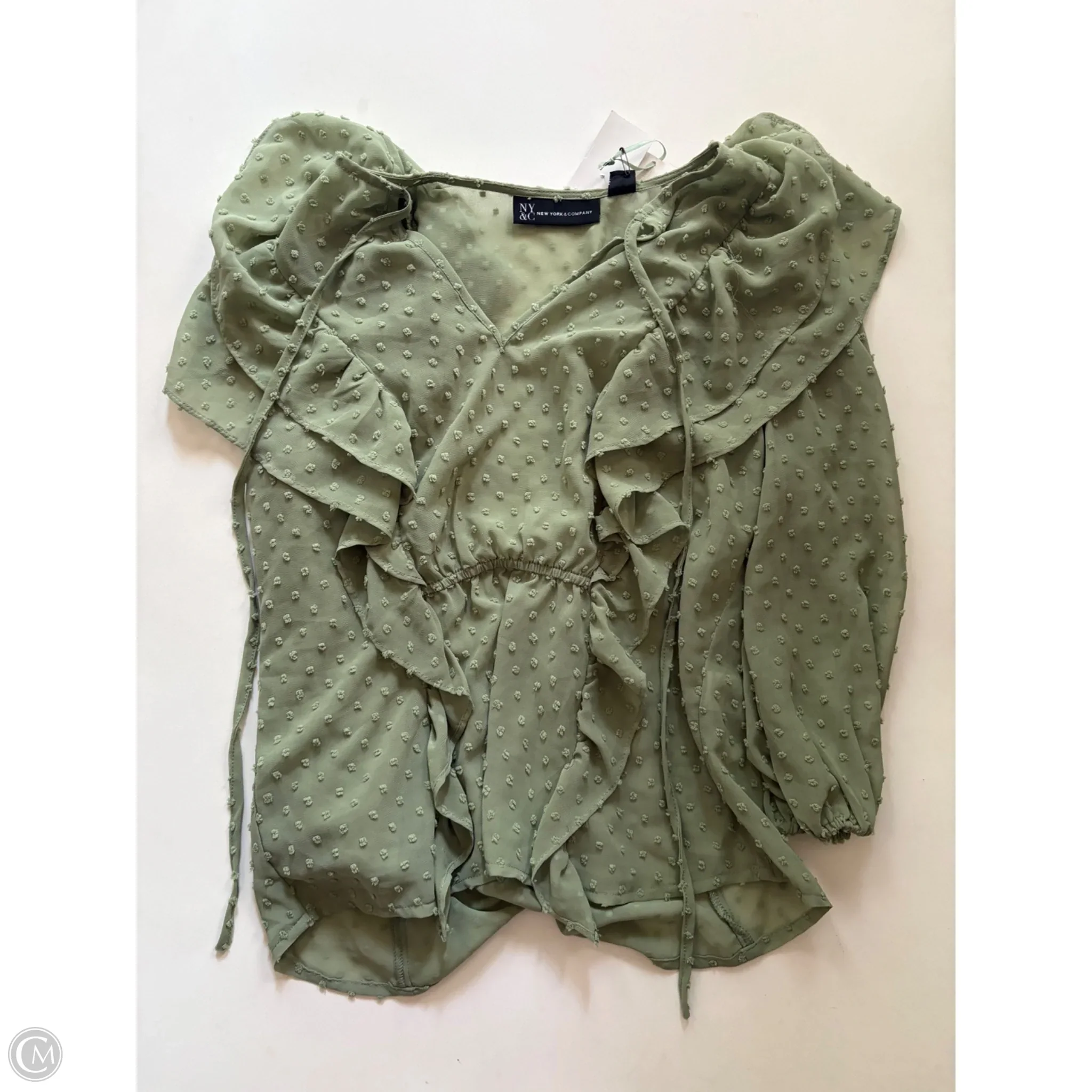 Blouse Short Sleeve By New York And Co In Green, Size: Xs - Image 1