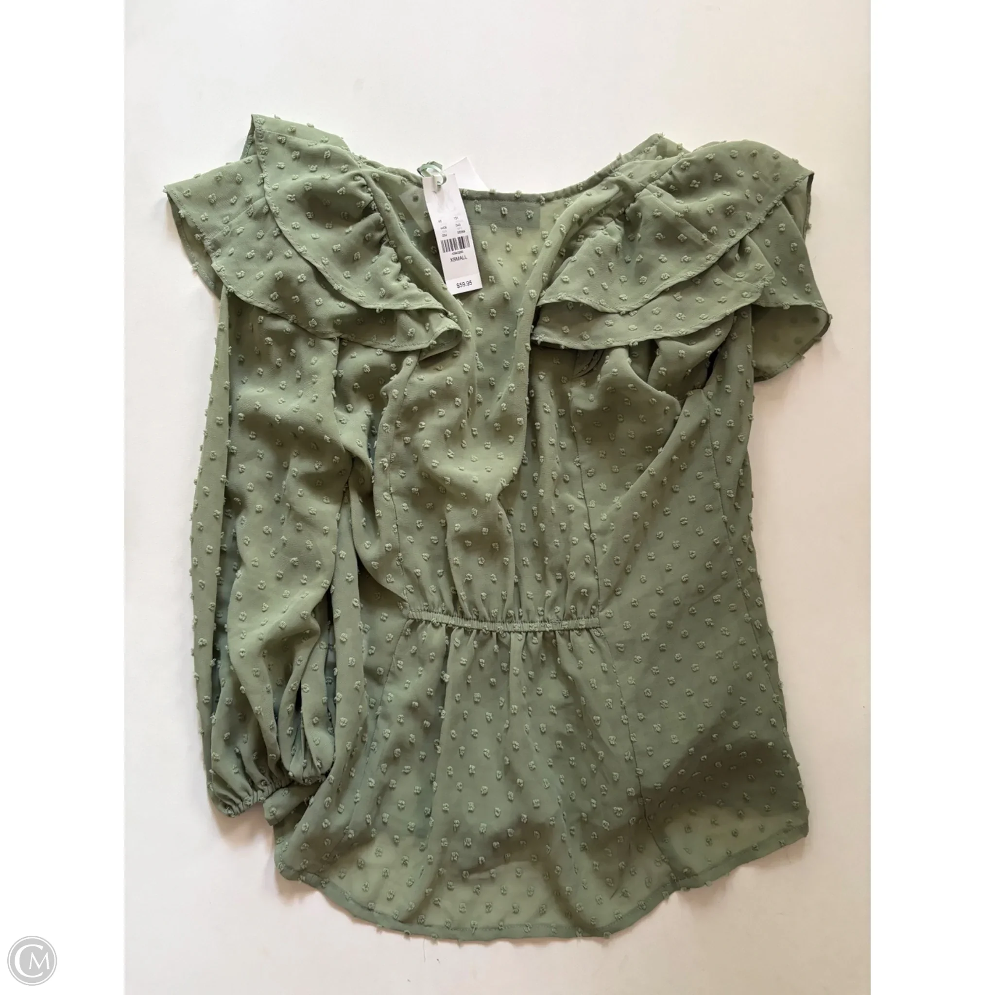 Blouse Short Sleeve By New York And Co In Green, Size: Xs - Image 2