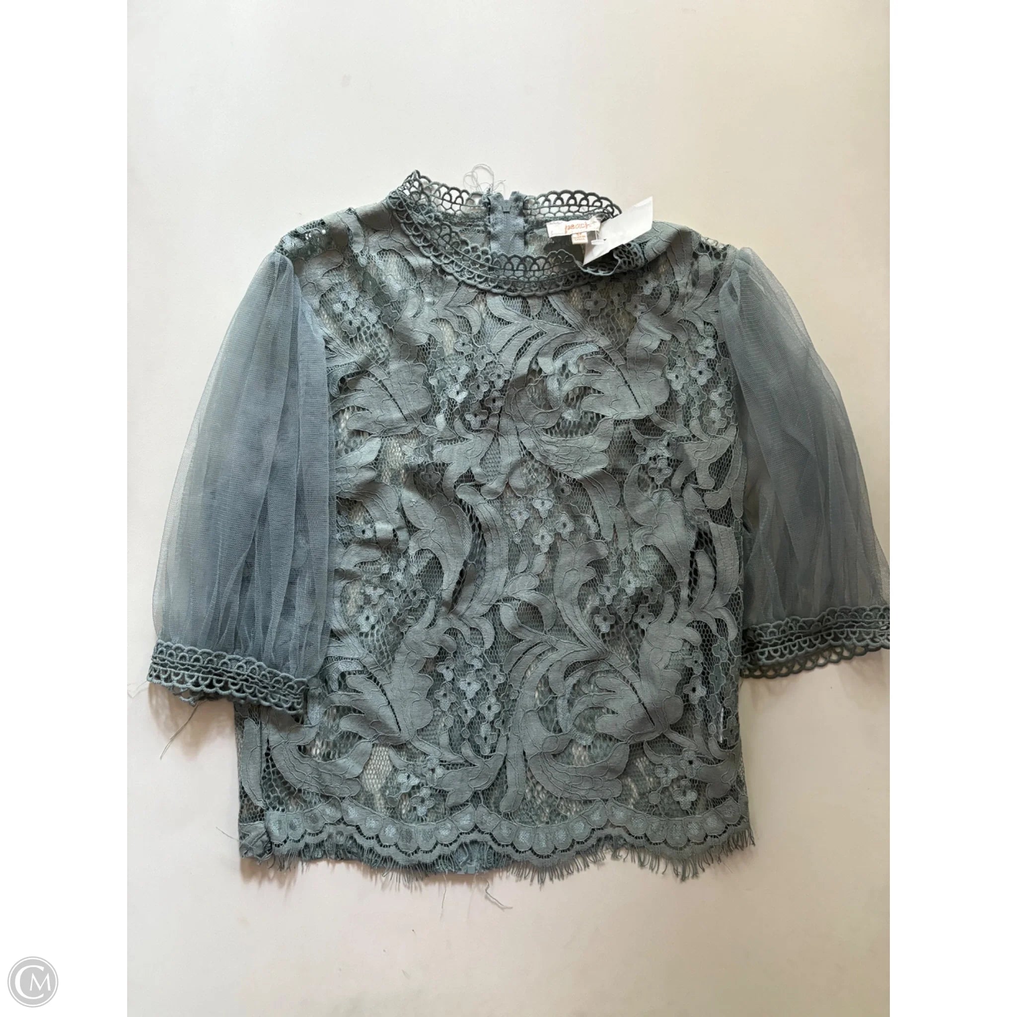 Blouse Long Sleeve By Peach In Blue, Size: M - Image 1