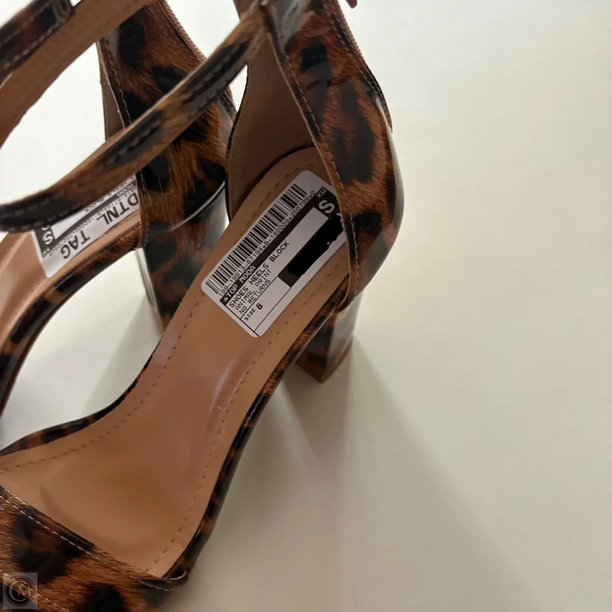 Shoes Heels Block By Top Moda In Animal Print, Size: 8 - Image 3