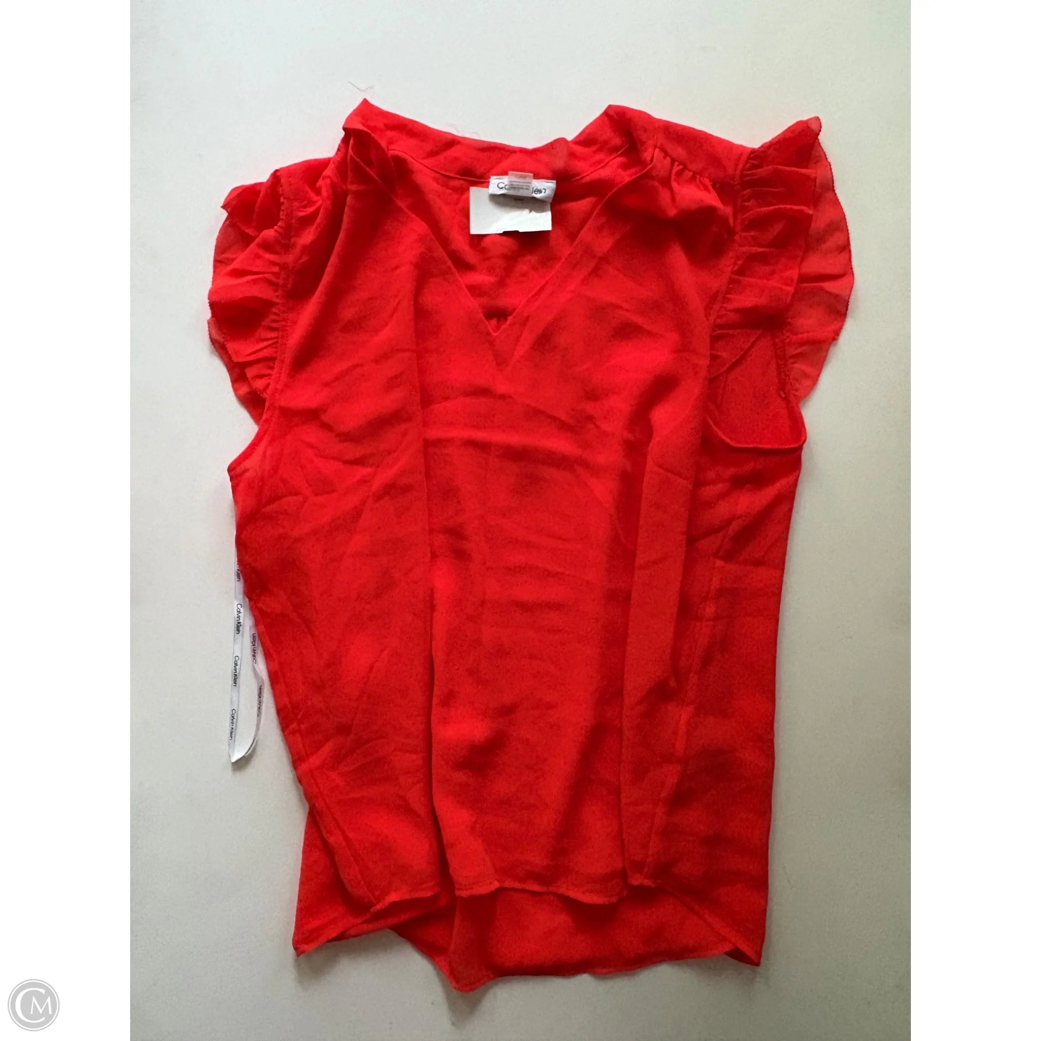Blouse Short Sleeve By Calvin Klein In Orange, Size: L - Image 1