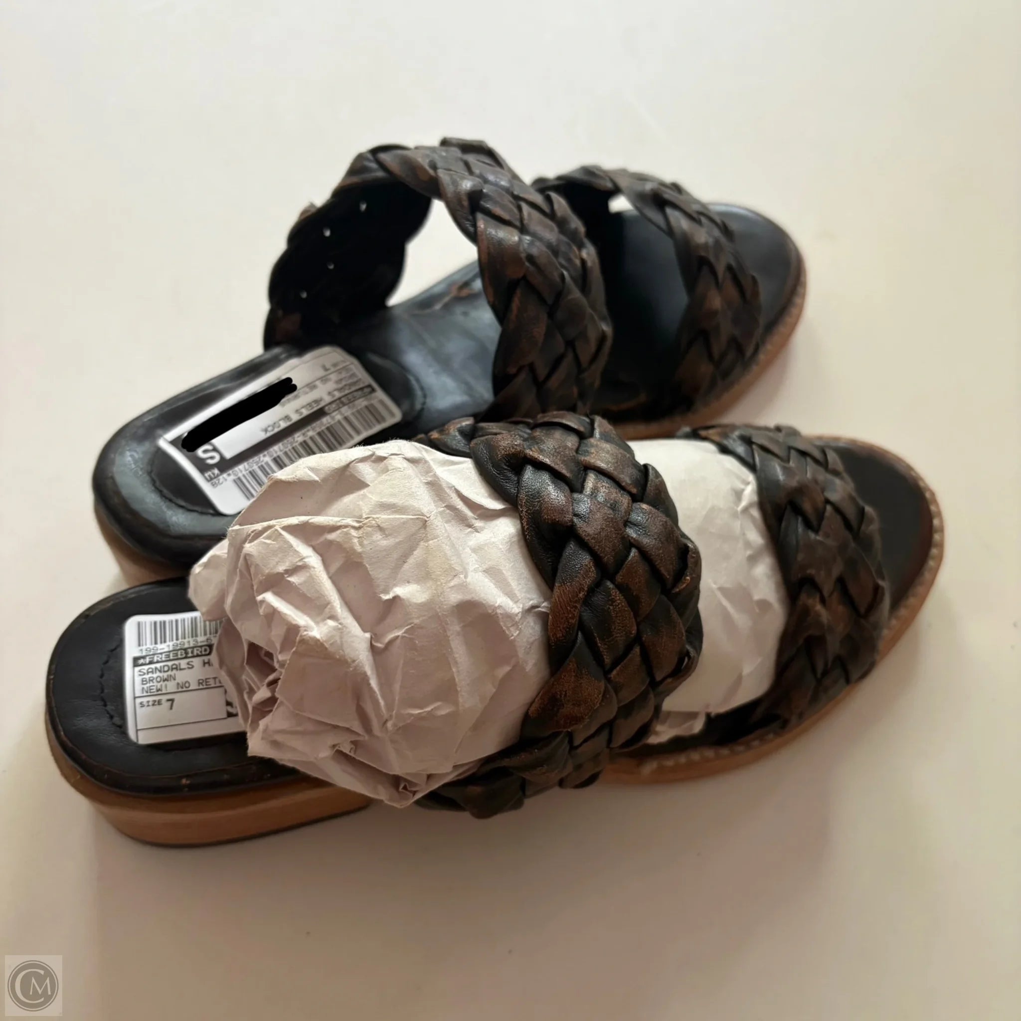 Sandals Heels Block By Freebird In Brown, Size: 7 - Image 3