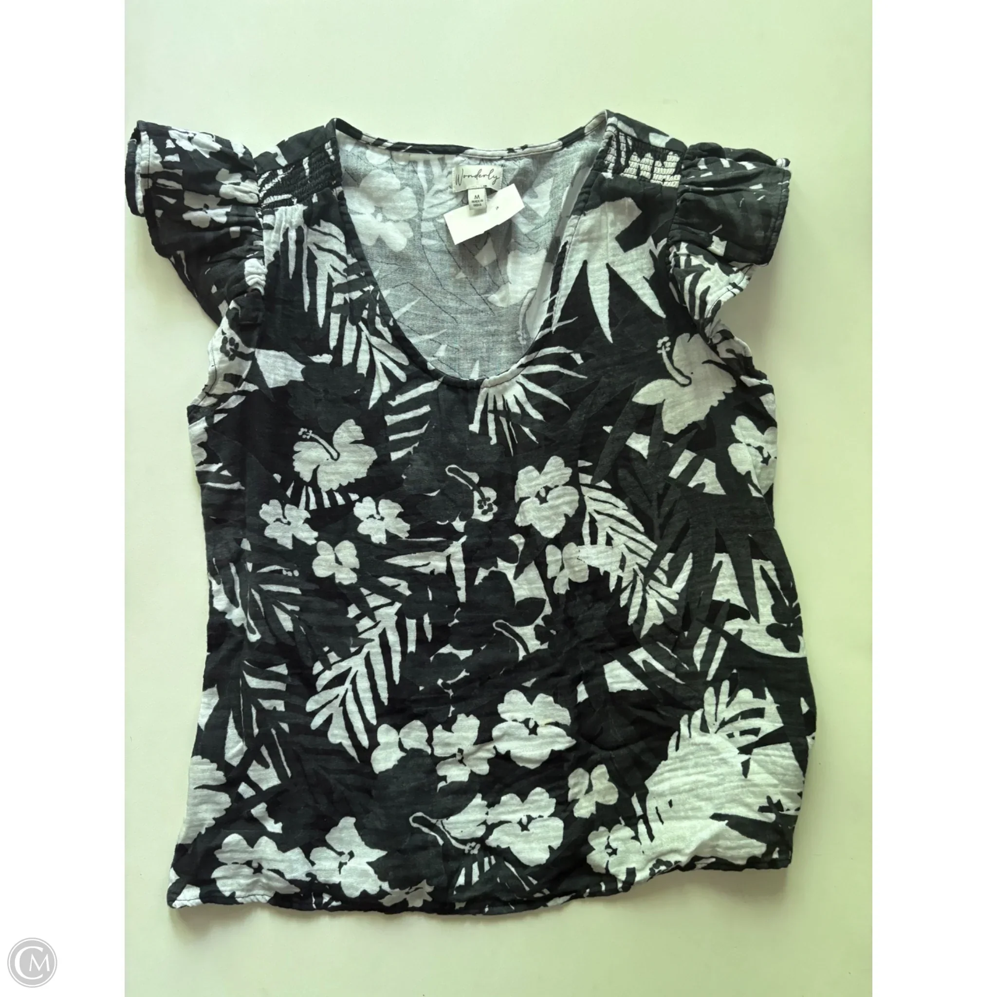 Top Short Sleeve By Wonderly In Black & White, Size: M - Image 1