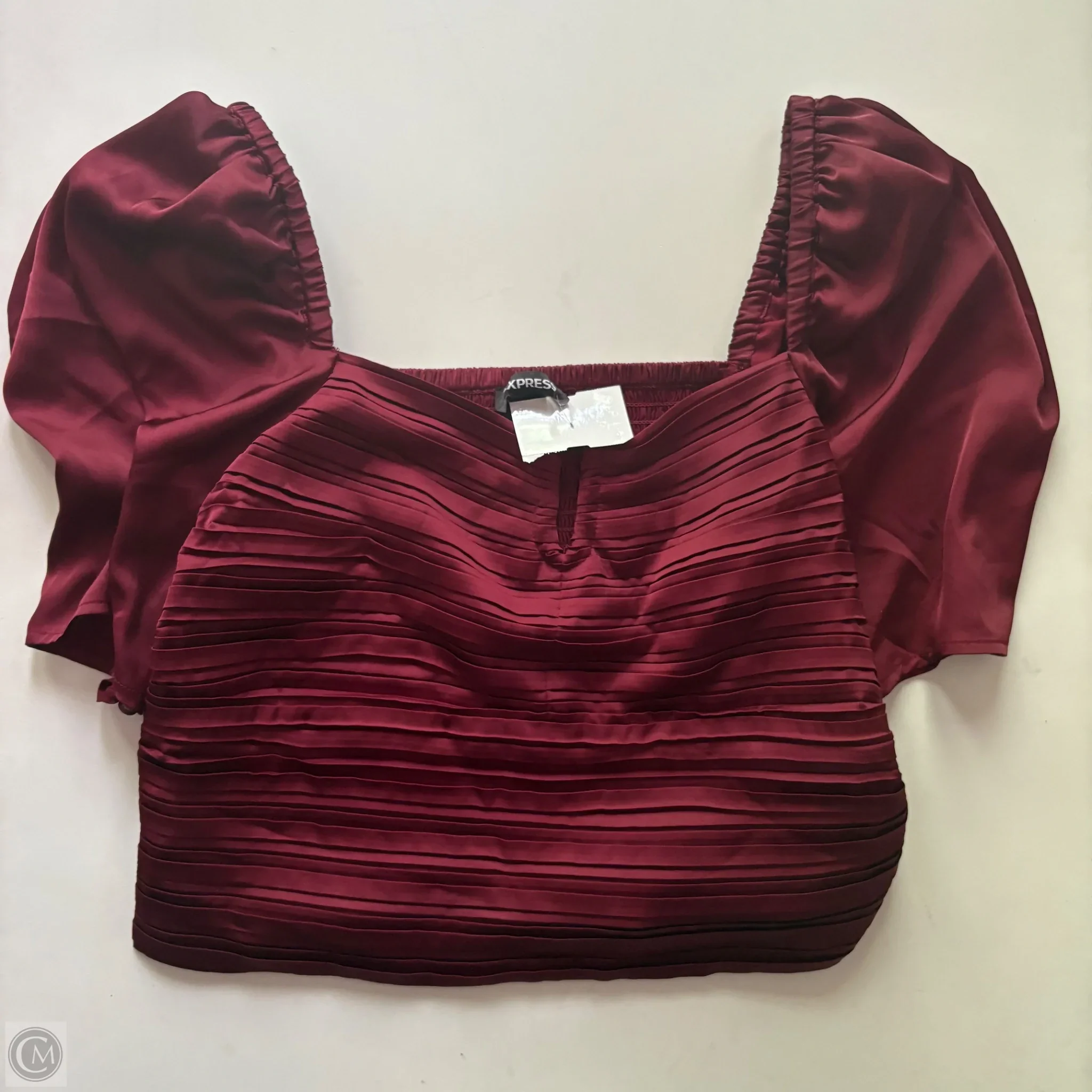 Blouse Short Sleeve By Express In Maroon, Size: L - Image 1