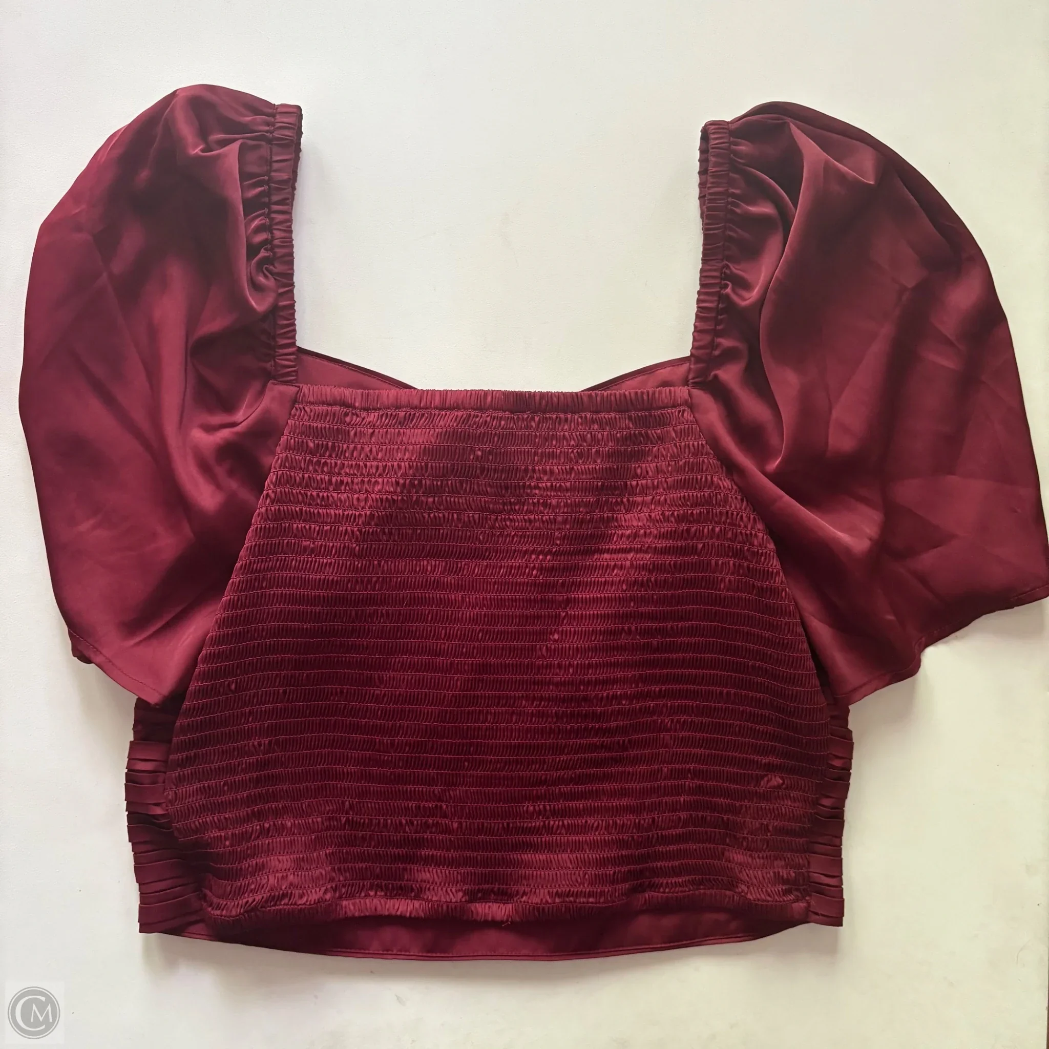 Blouse Short Sleeve By Express In Maroon, Size: L - Image 2