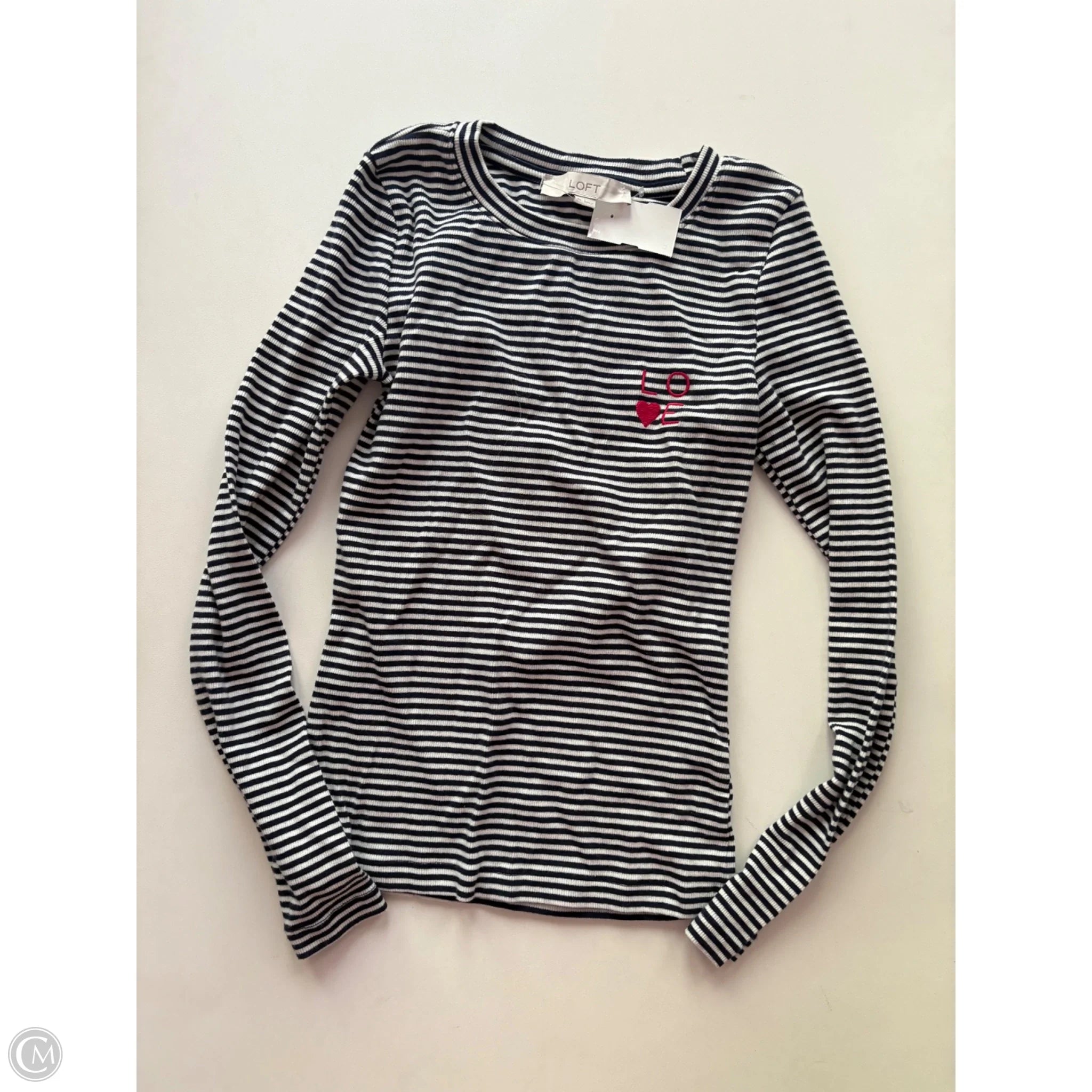 Top Long Sleeve By Loft In Striped Pattern, Size: Xs - Image 1