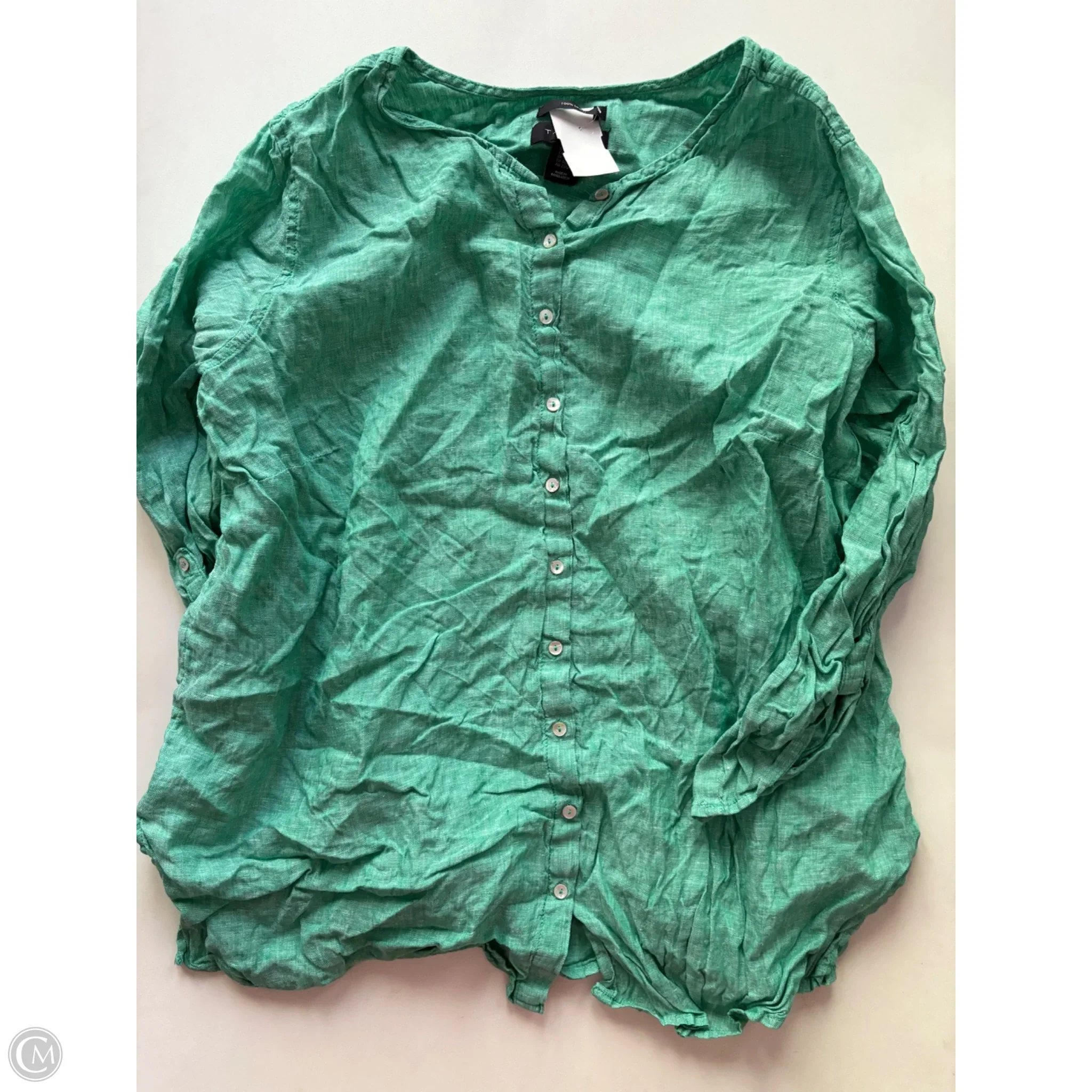 Top Long Sleeve By Tahari By Arthur Levine In Green, Size: 2x - Image 1