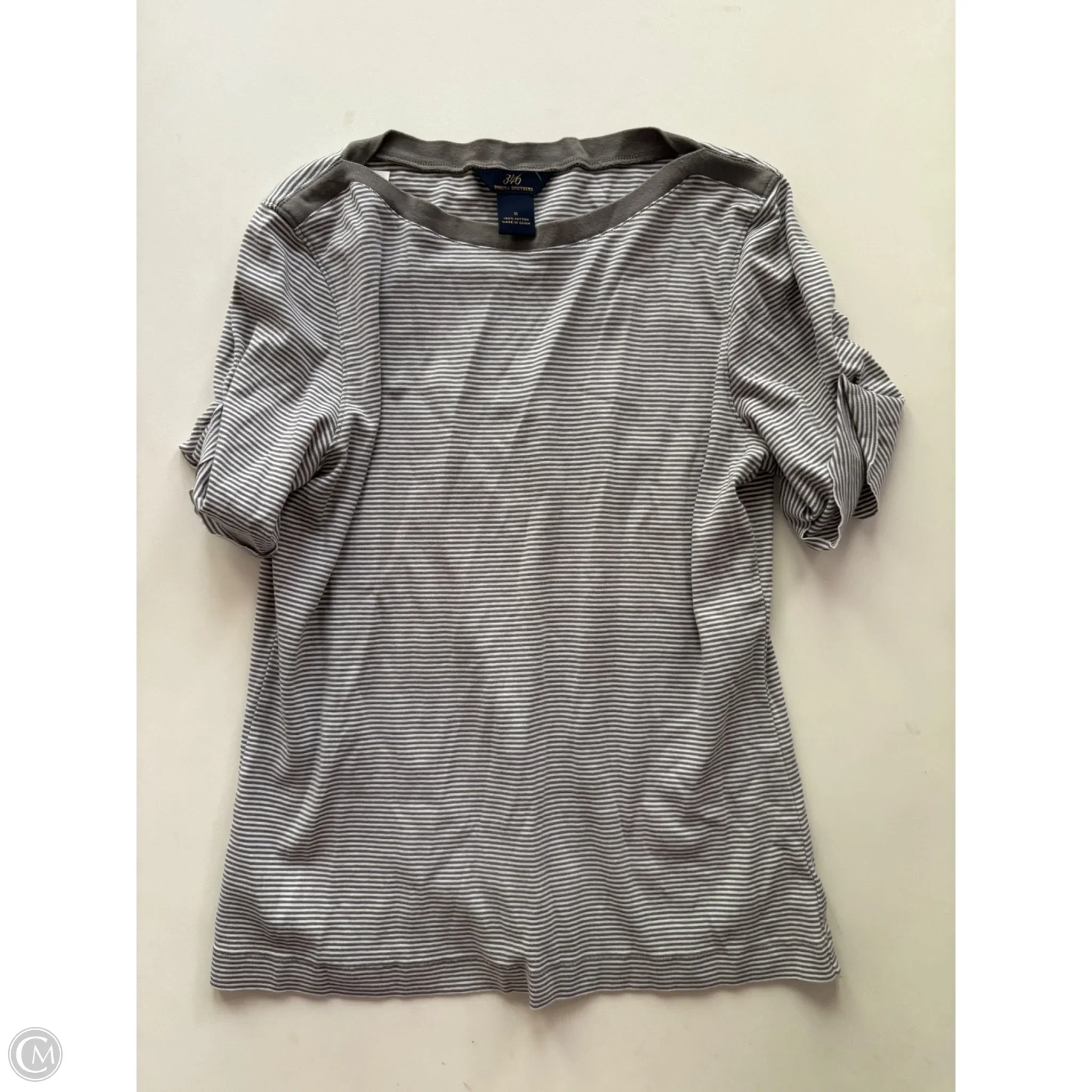 Top Short Sleeve By Brooks Brothers In Striped Pattern, Size: M - Image 1