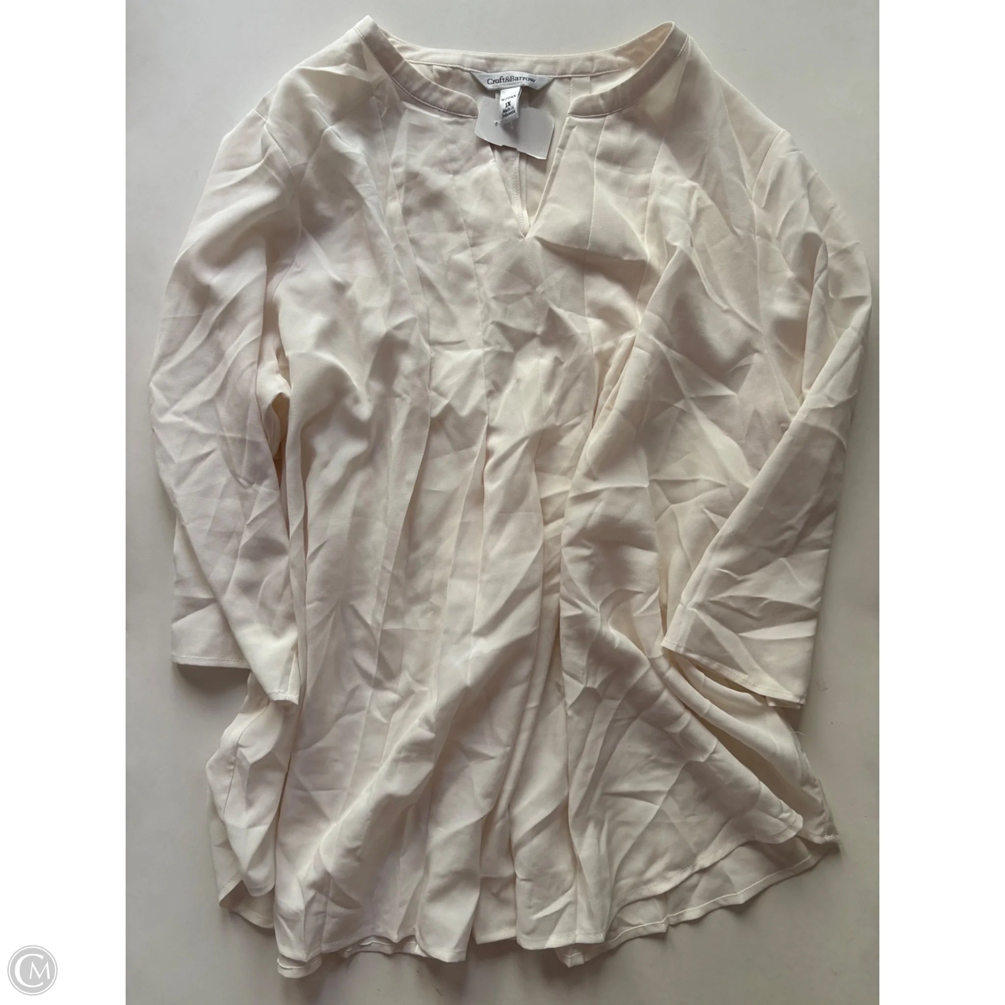 Blouse Long Sleeve By Croft And Barrow In Cream, Size: 1x - Image 1