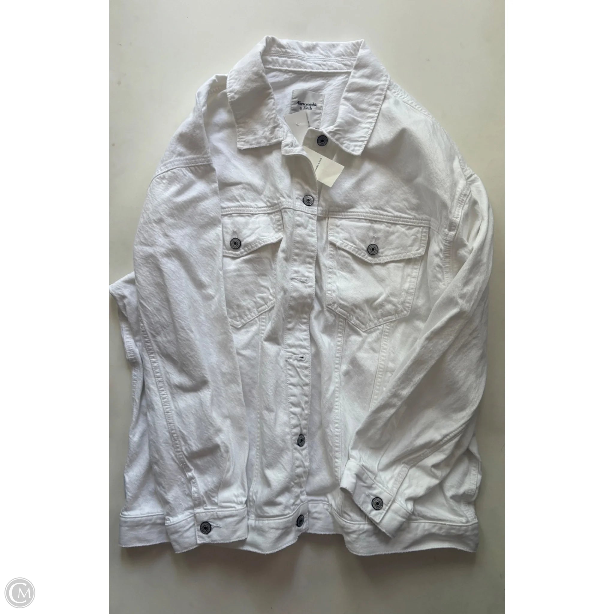 Jacket Denim By Abercrombie And Fitch In White, Size: Xl - Image 1