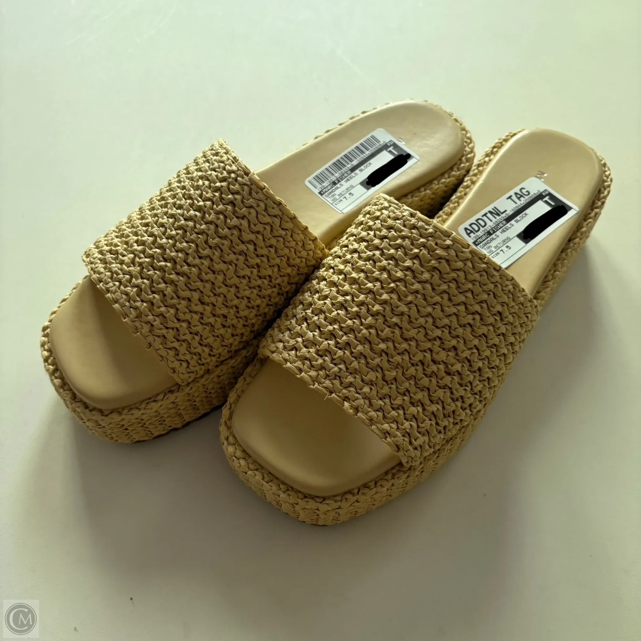 Sandals Heels Block By Marc Fisher In Tan, Size: 7.5 - Image 1