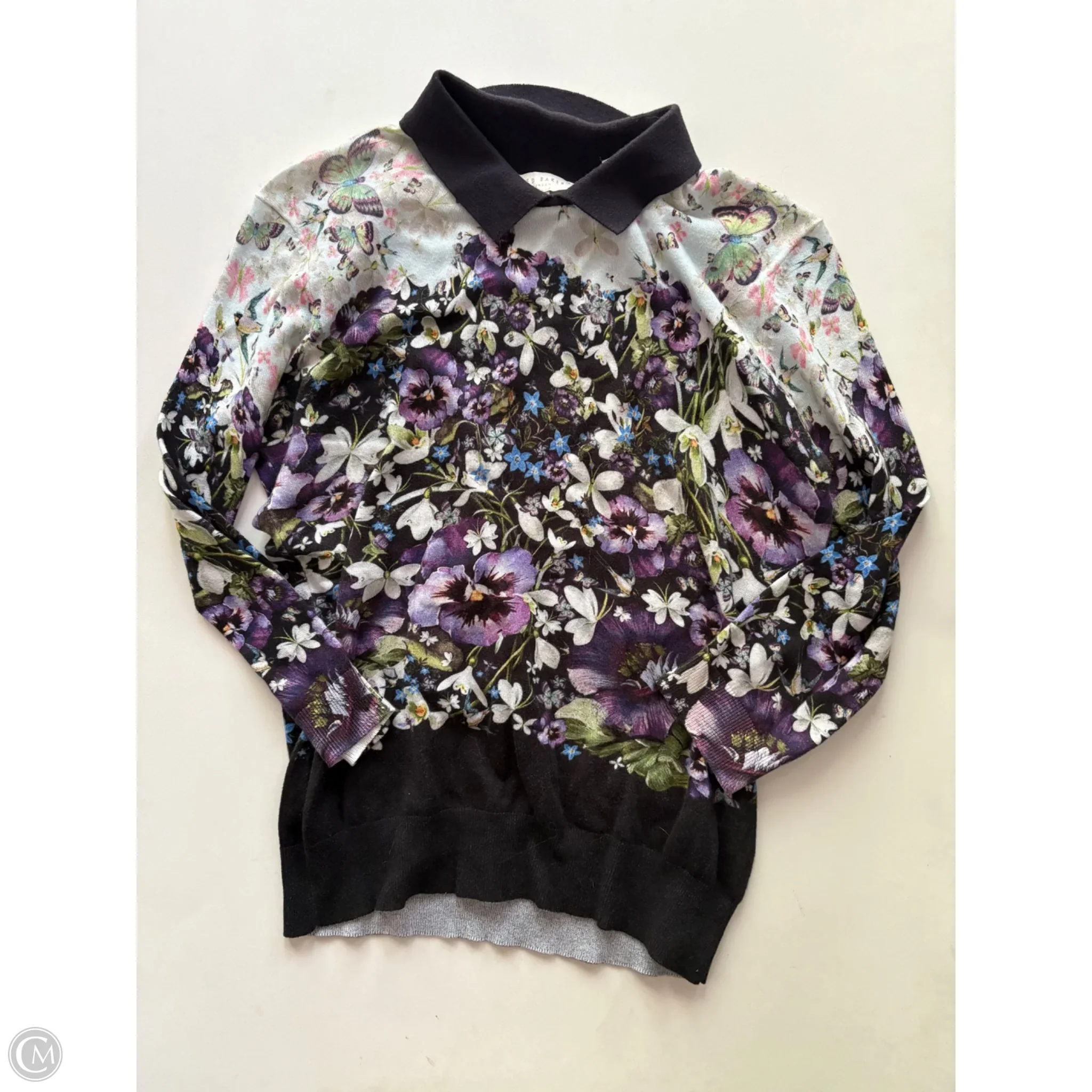 Sweater Short Sleeve By Ted Baker In Floral Print, Size: Xs - Image 1