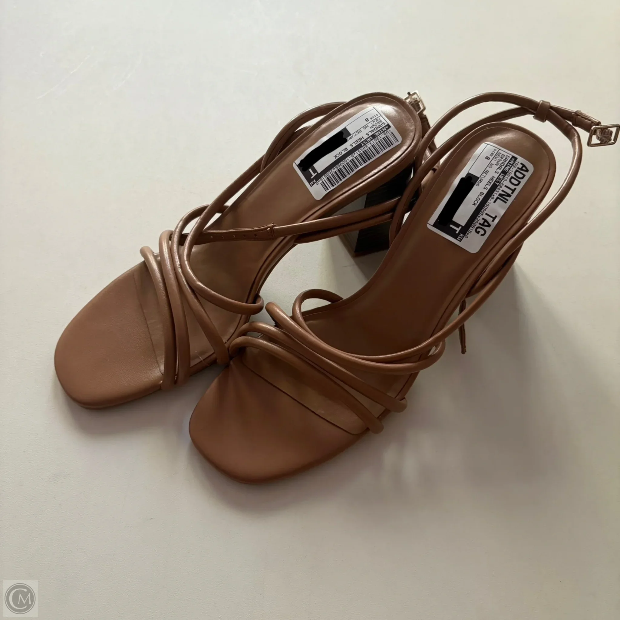 Sandals Heels Block By Nine West In Brown, Size: 8 - Image 1