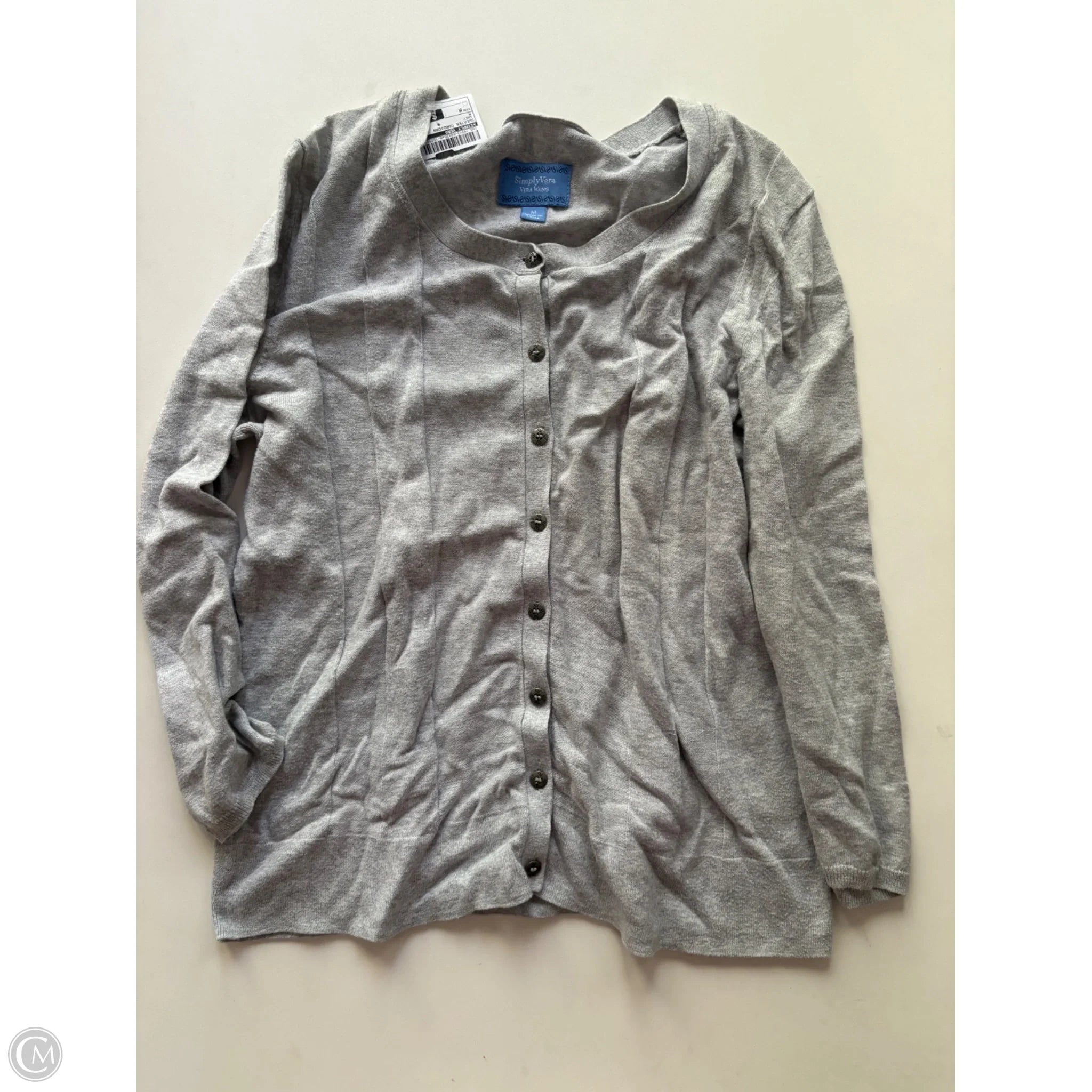 Sweater Cardigan By Simply Vera In Grey, Size: M - Image 1