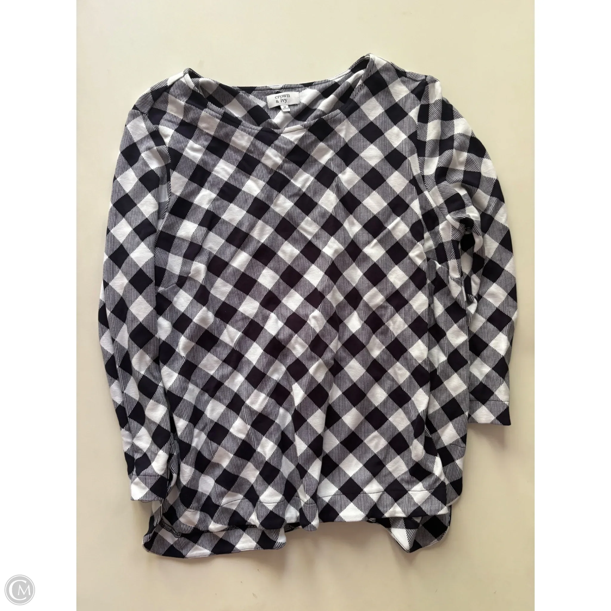 Top Long Sleeve By Crown And Ivy In Plaid Pattern, Size: M - Image 1