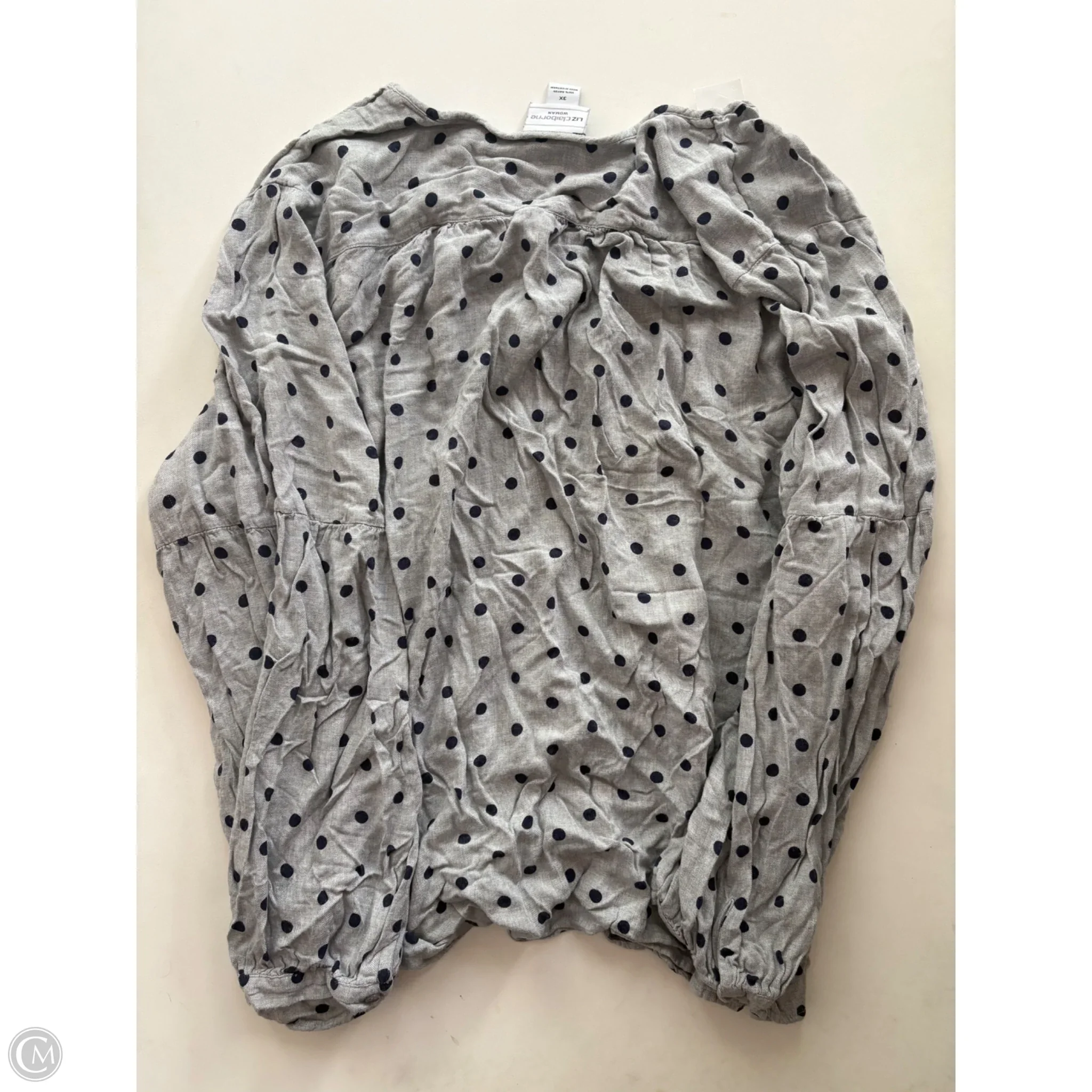 Top Long Sleeve By Liz Claiborne In Polkadot Pattern, Size: 3x - Image 2