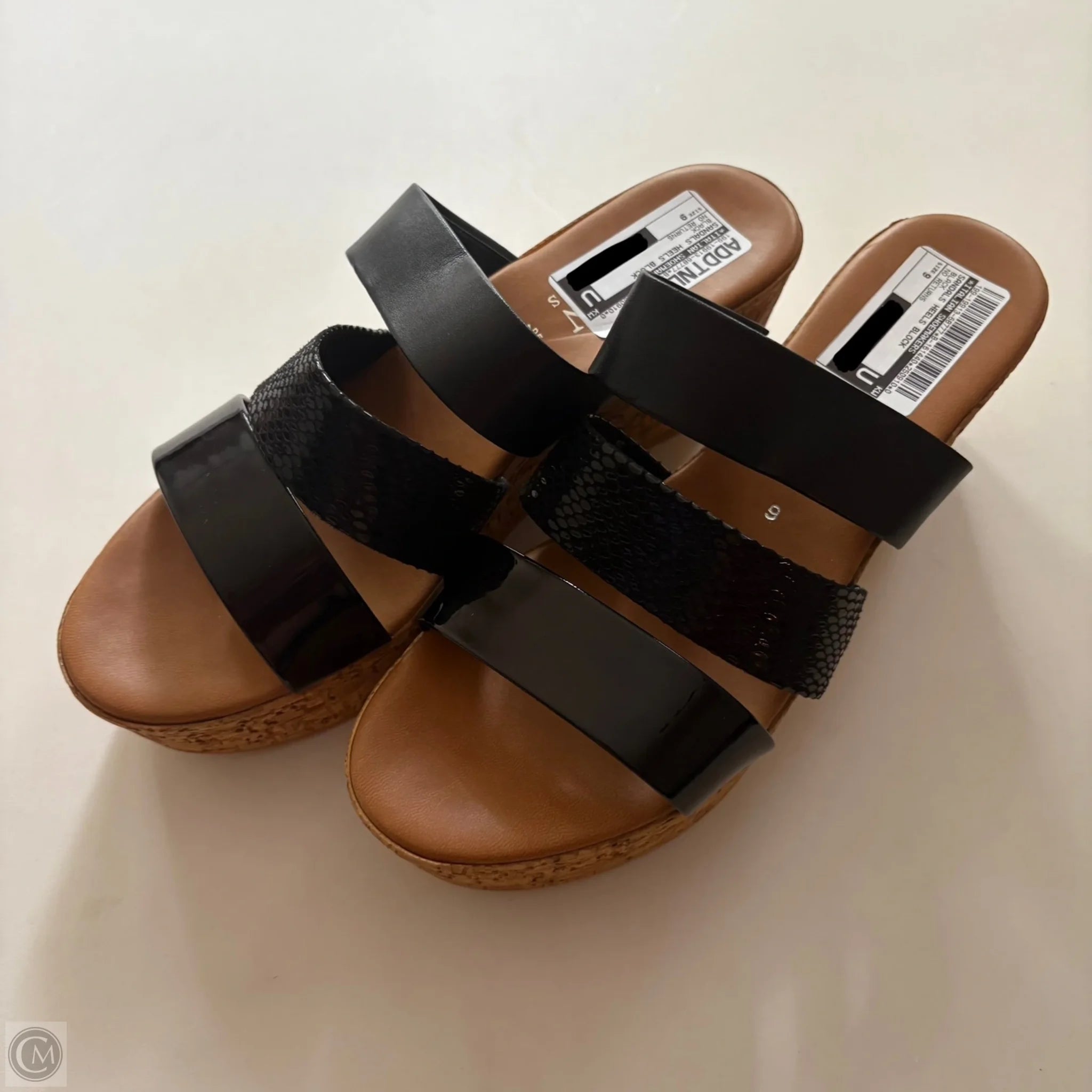 Sandals Heels Block By Italian Shoemakers In Black, Size: 9 - Image 1