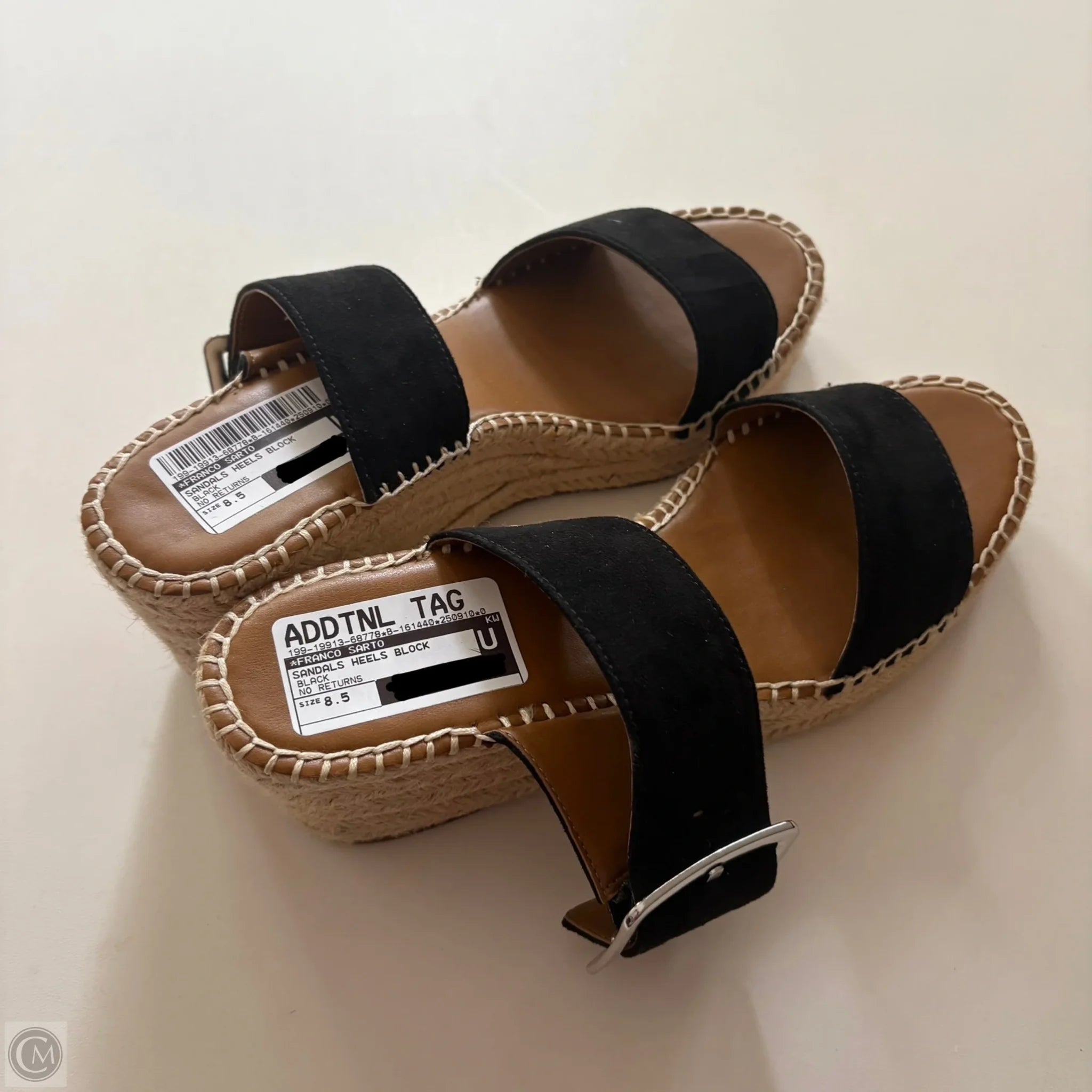 Sandals Heels Block By Franco Sarto In Black, Size: 8.5 - Image 2