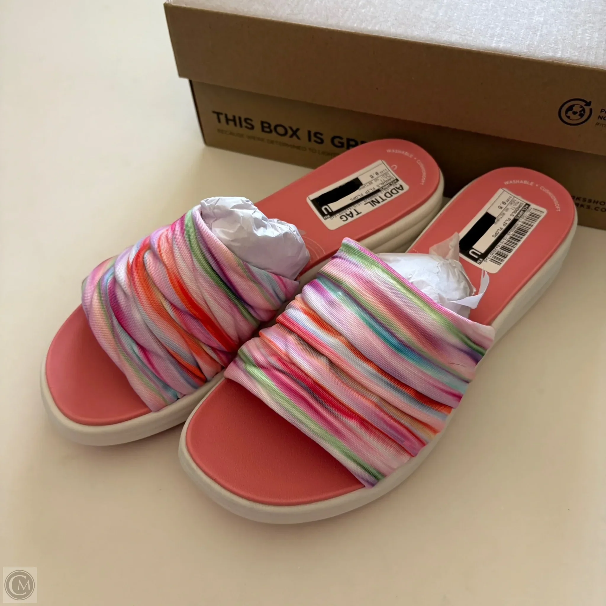 Sandals Flip Flops By Clarks In Multi-colored, Size: 9.5 - Image 1