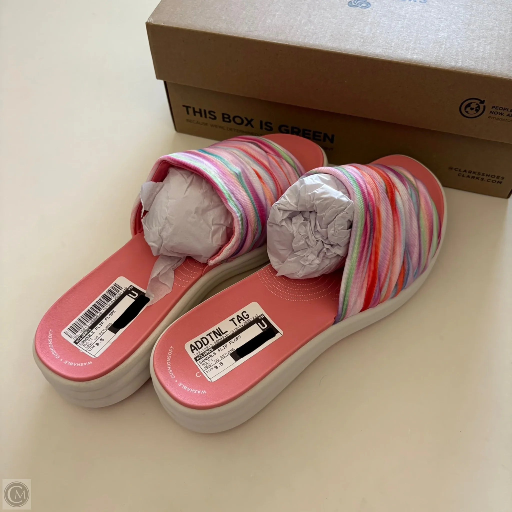 Sandals Flip Flops By Clarks In Multi-colored, Size: 9.5 - Image 2