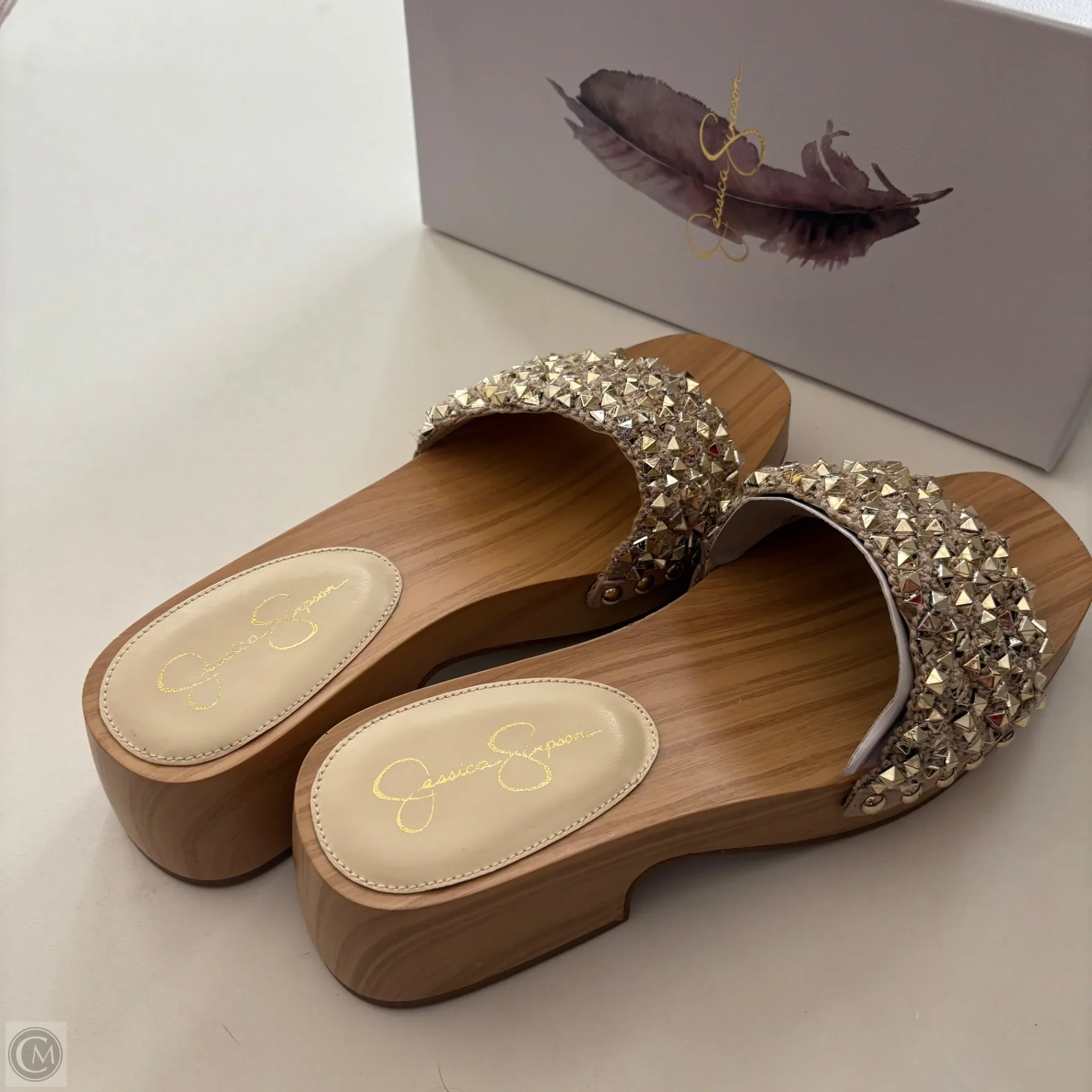 Sandals Heels Block By Jessica Simpson In Gold, Size: 9.5 - Image 2
