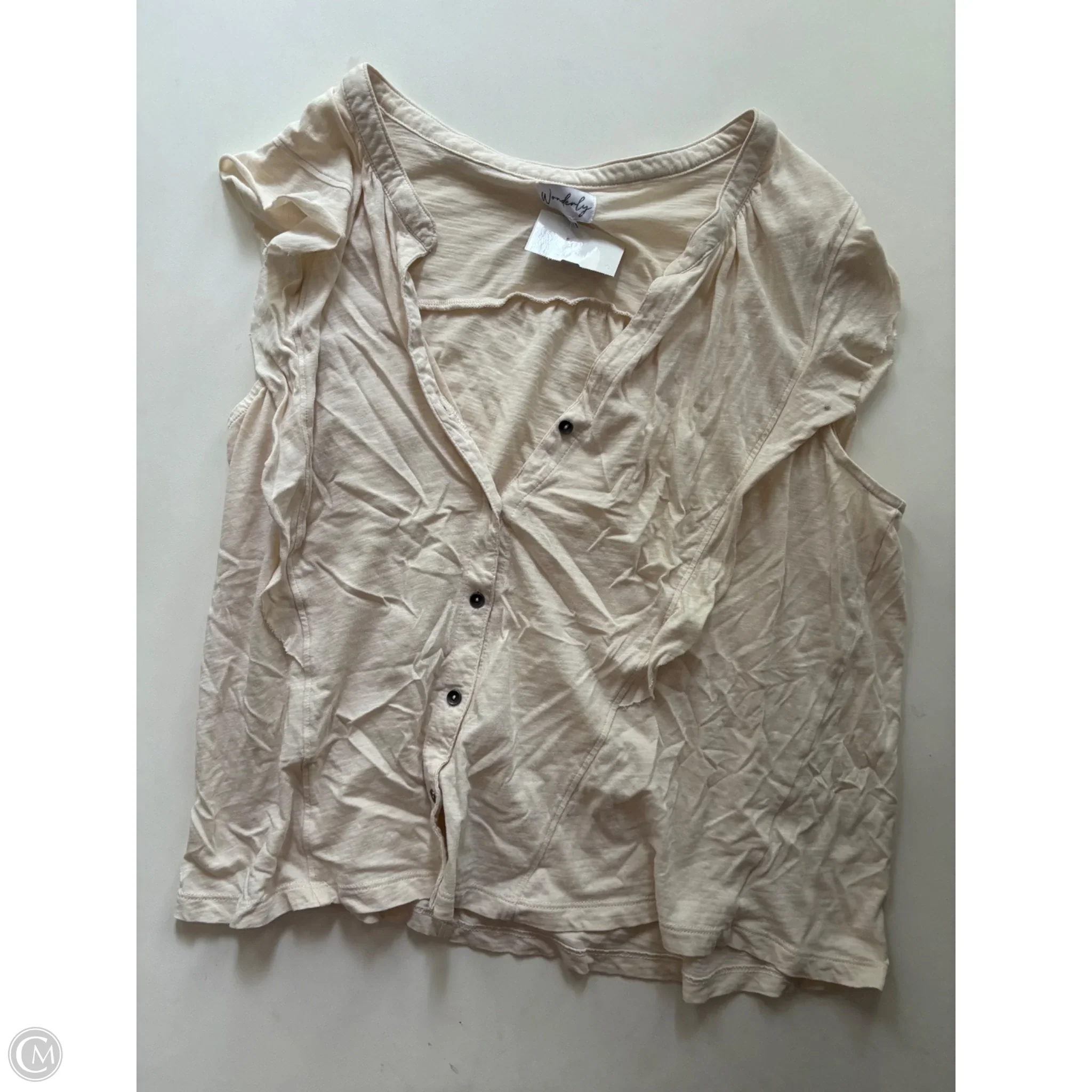 Top Short Sleeve By Wonderly In Cream, Size: L - Image 1