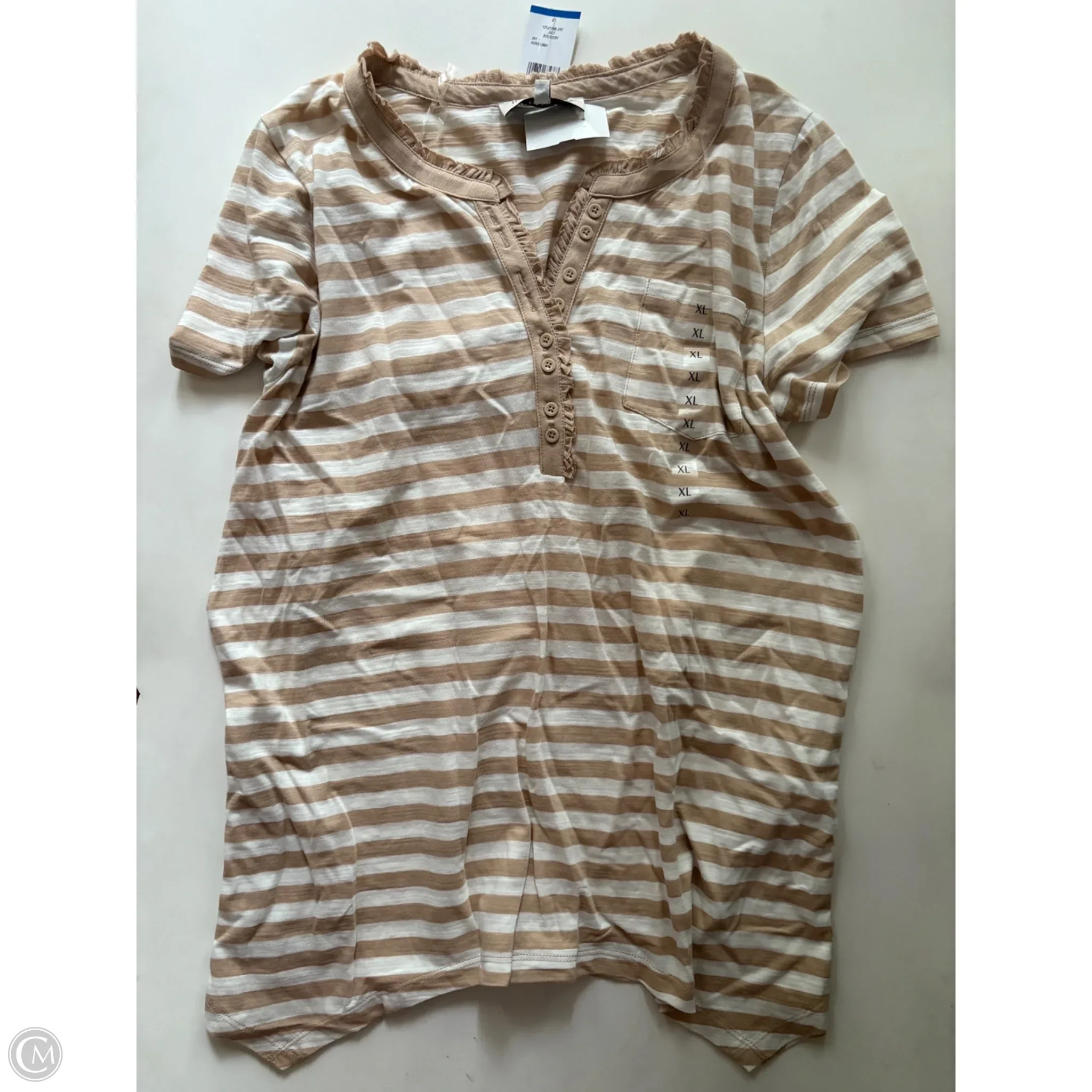 Top Short Sleeve By Jones New York In Striped Pattern, Size: Xl - Image 1