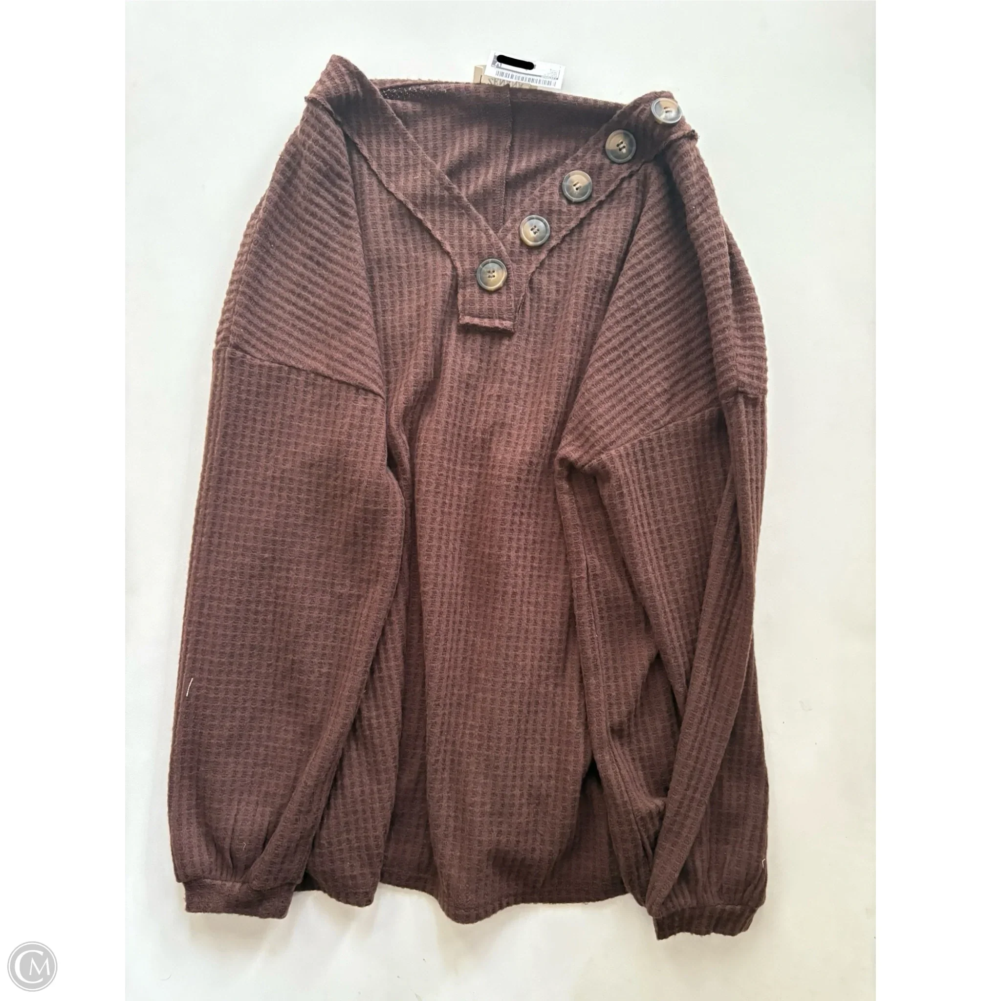 Top Long Sleeve By Zenana In Brown, Size: L - Image 1
