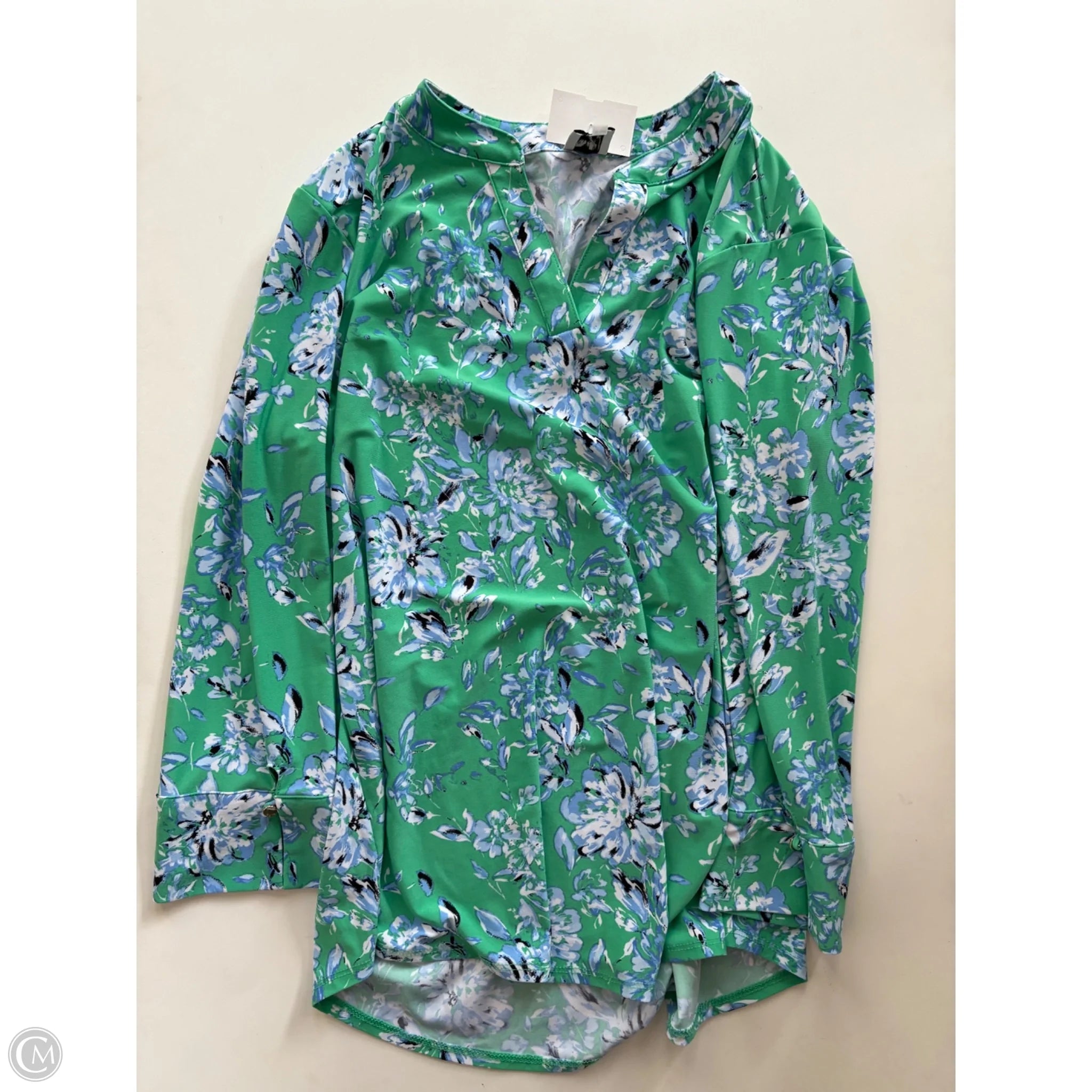 Top Long Sleeve By Anne Klein In Green, Size: Xl - Image 1