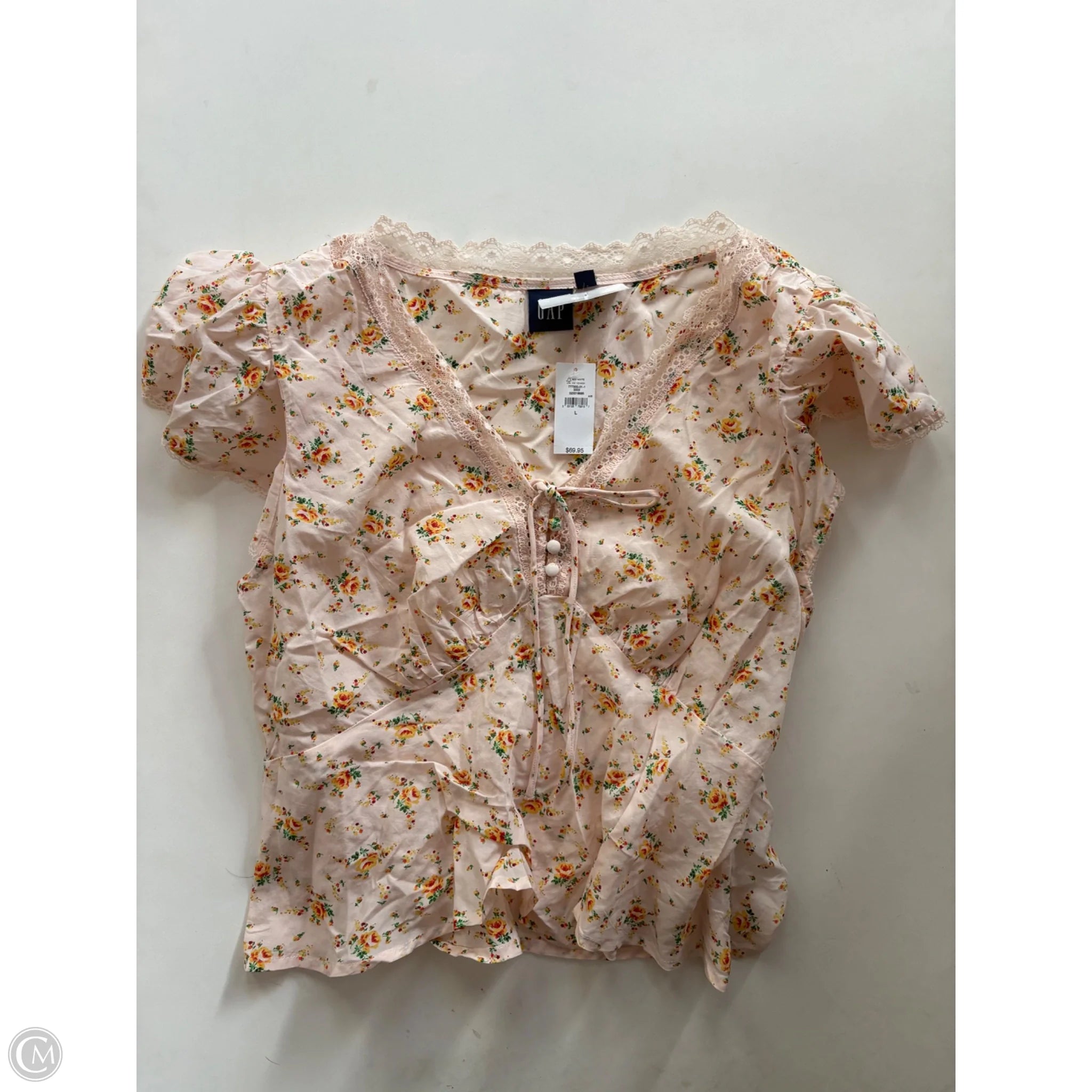 Top Short Sleeve By Gap In Peach, Size: L - Image 1