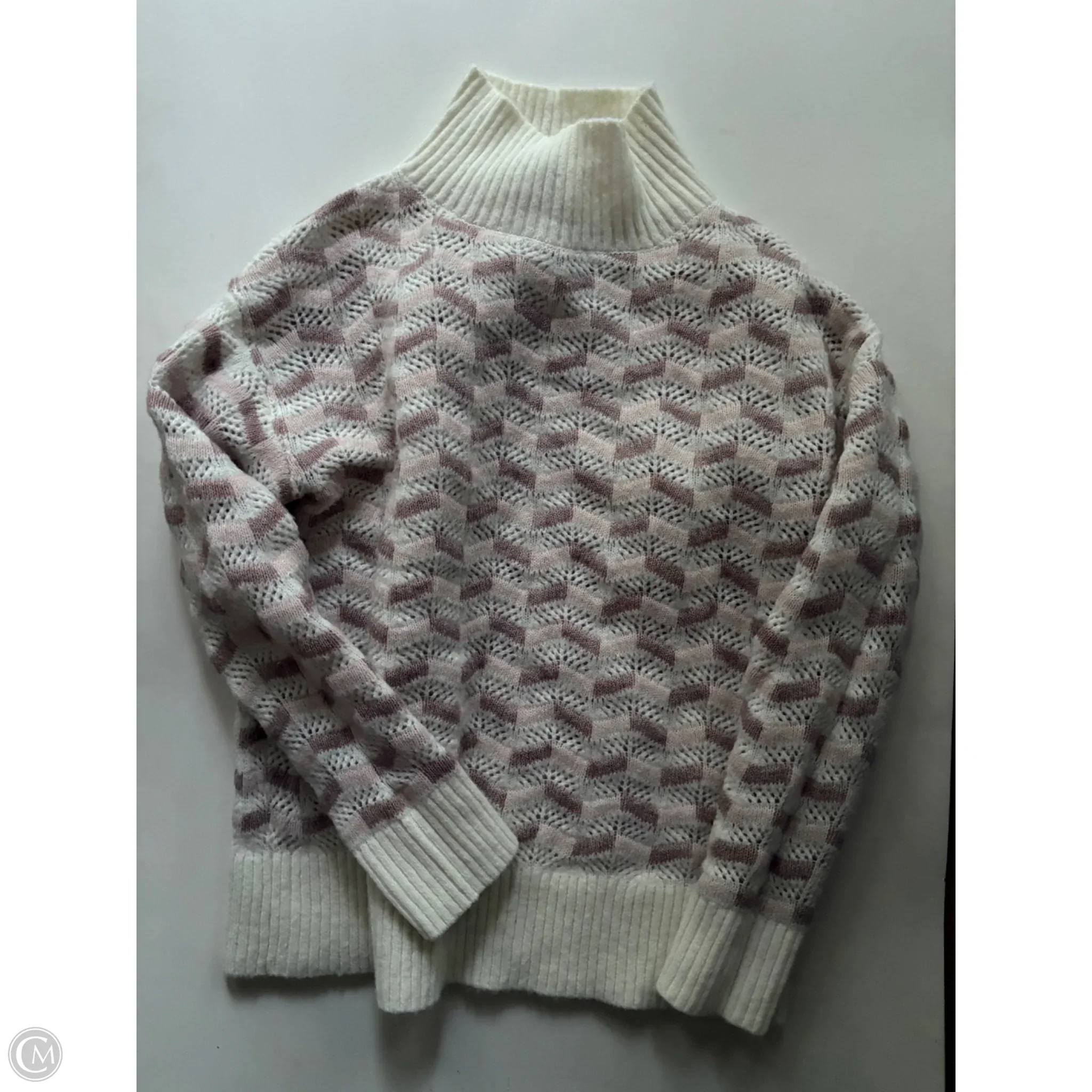 Sweater By Liz Claiborne In Cream & Pink, Size: S - Image 1
